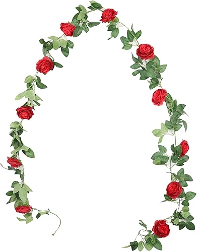 Miniatura 7 de Duovlo Guirnalda de flores de peonía artificial de 8.2 pies para colgar, vid de seda floral para el hogar, boda, arco de pared, decoración de