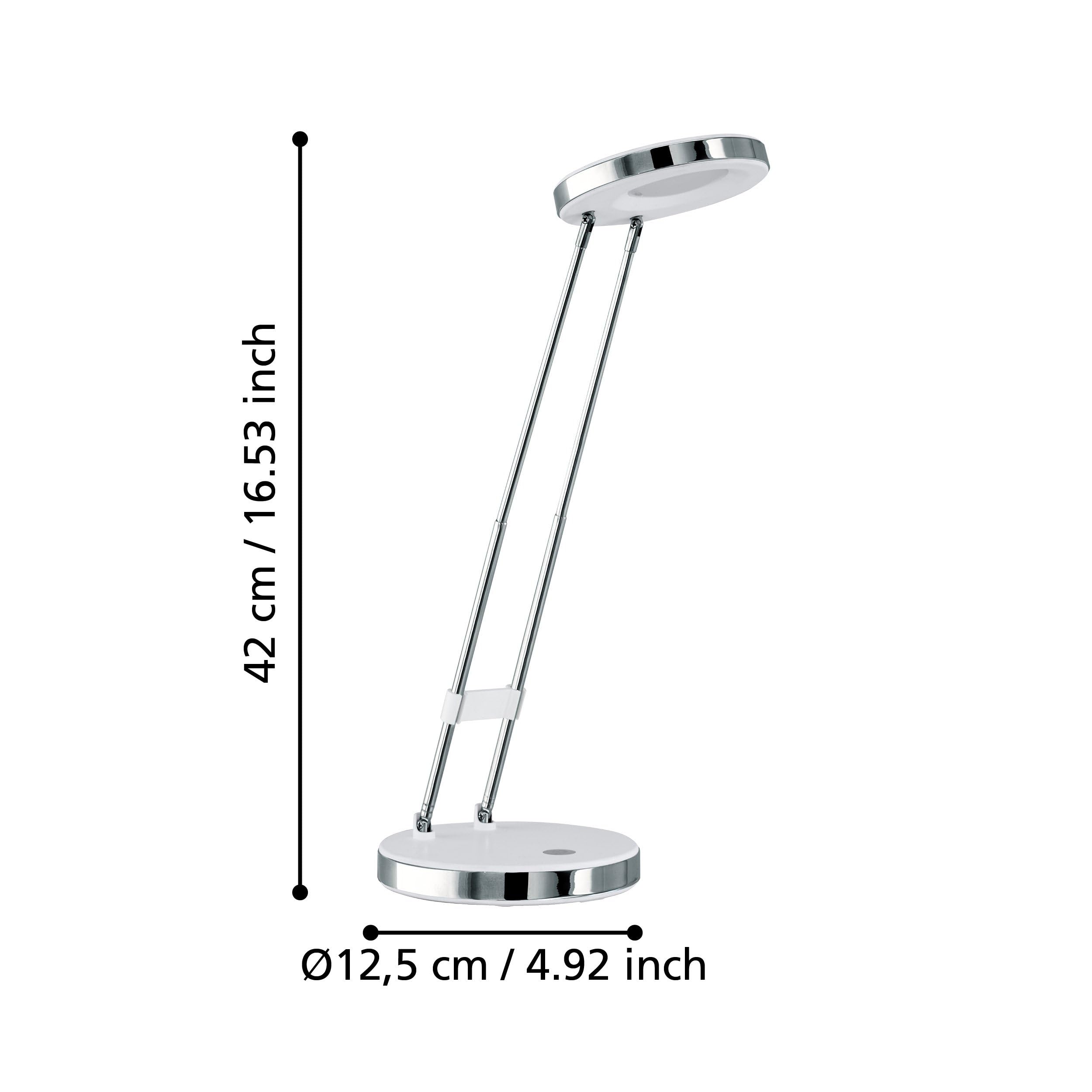 EGLO LED Tischlampe Gexo, 1 flammige Tischleuchte, Klassisch | Schreibtischlampe aus hochwertigem Kunststoff und Stahl, Bürolampe in Weiß, Chrom