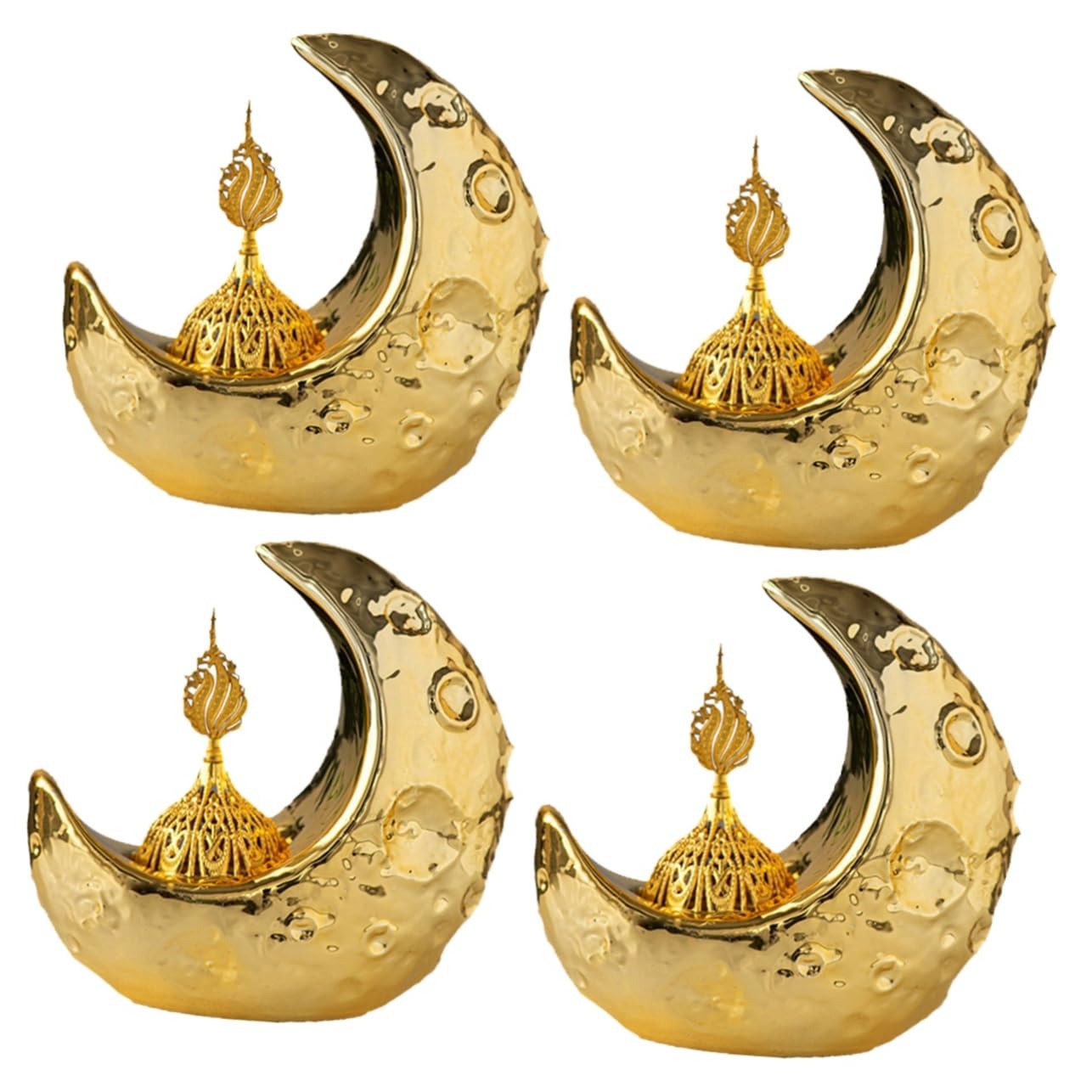 Ciieeo 4stücke Ramadan Räuchergefäß Eleganter Arabischer Weihrauchbrenner Mondform Vielseitig Einsetzbar Als Dekoratives Ornament Für Zuhause Und Büro Leicht Zu Reinigen Langlebig