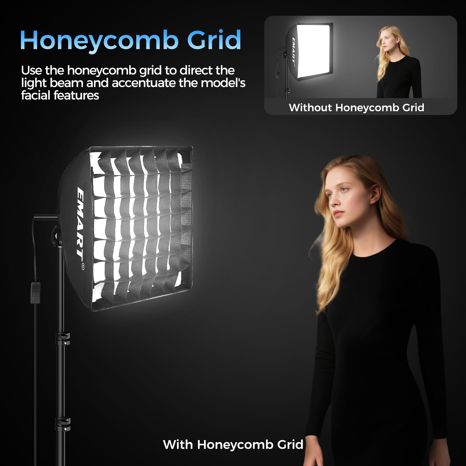 EMART Softbox Estudio Fotografia 40x40cm 135W LED Soft Box Iluminación-2Pcs