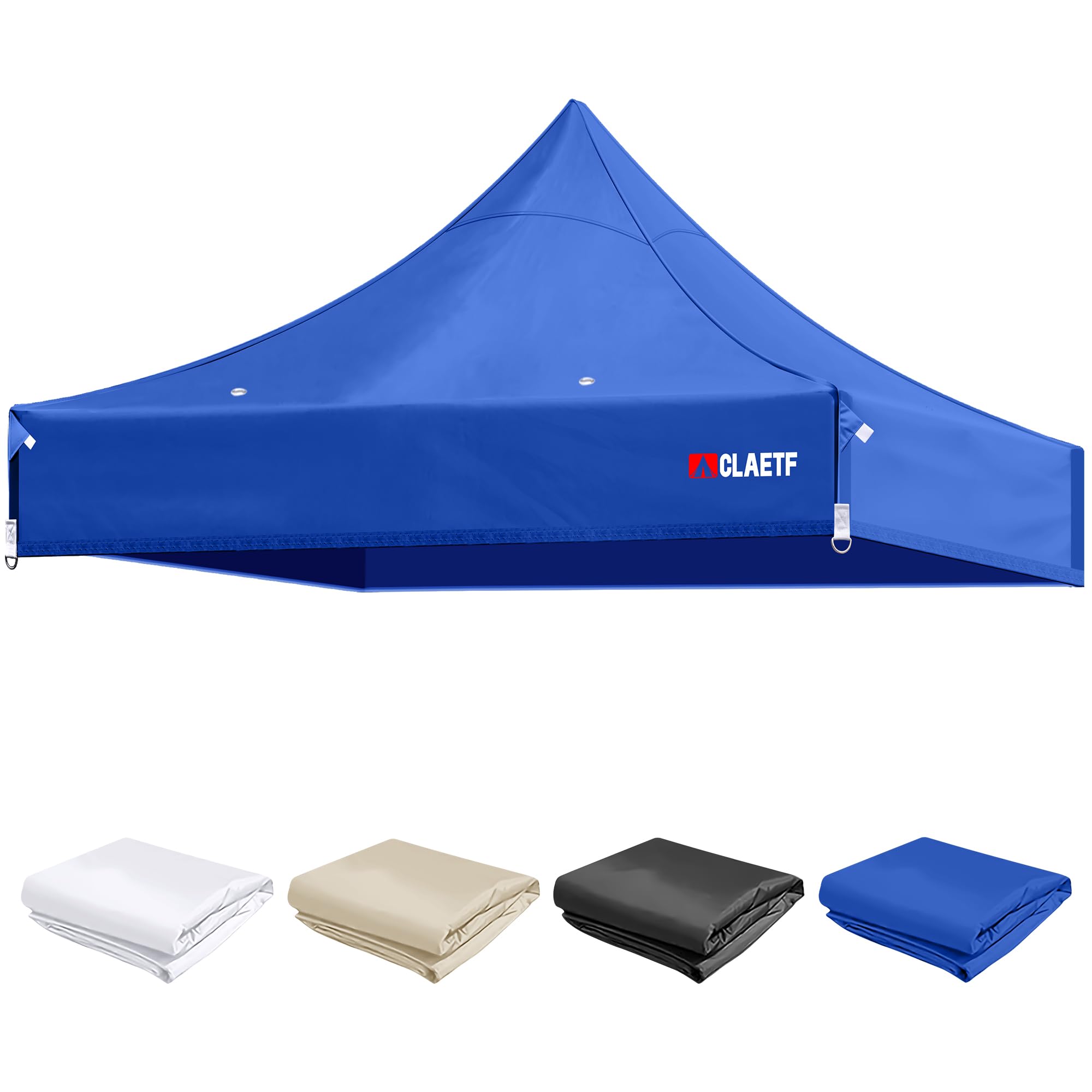 CLAETF 10x10 Canopy Replacement Top for Pop Up Canopy Tent - 4 Drainage Holes，10x10ft Canopy top Suitable for Most of The Standard Canopy(top only) (Blue)