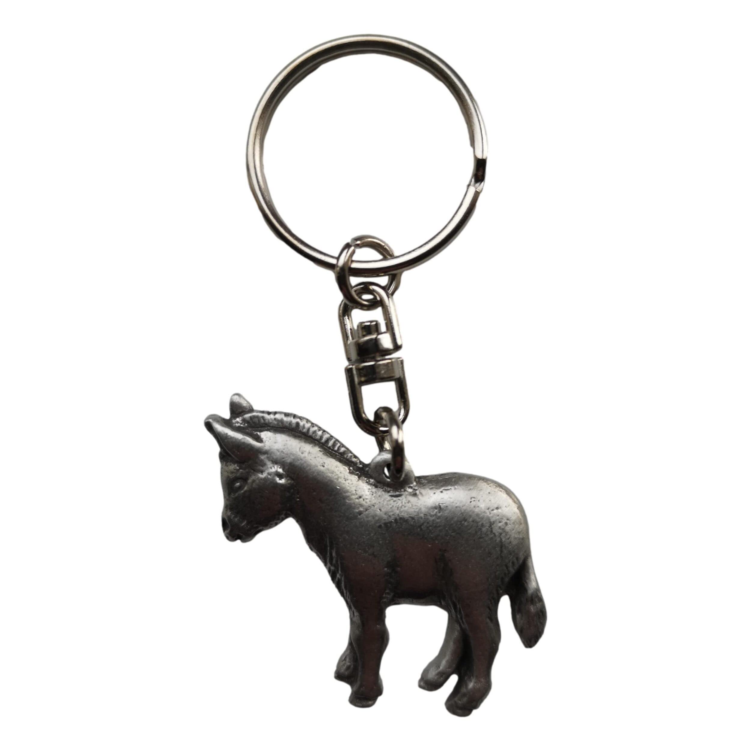 Donkey pewter metal keyring