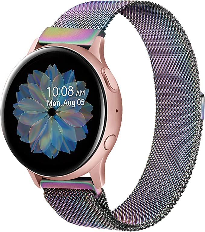 Printme Smartwatch Metal Bands for Samsung Galaxy Watch Active 2 40mm 44mm / Galaxy Watch Active, 20mm Stainless Steel Mesh Watch Strap for Galaxy Watch 3 41mm / Galaxy Watch 42mm
