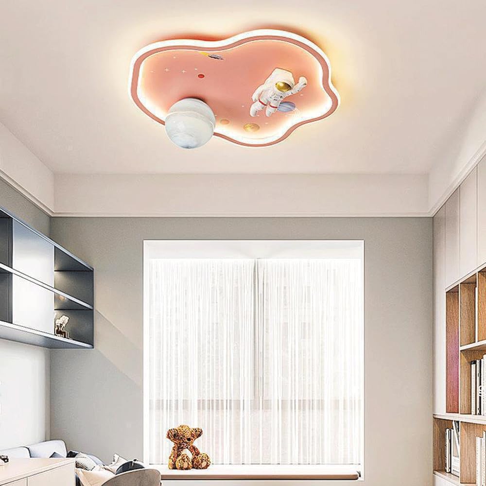 Children's Room Ceiling Lights 42W Boys Bedroom Modern Simple Ceiling Hanging Lamp Eye Protection Astronaut Spaceman Cartoon Creative Room Ceiling Lamps Irregular Shape