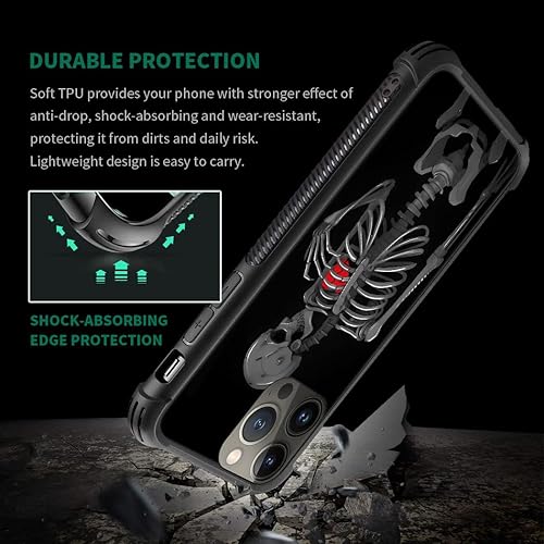 Miniatura 6 de Carcasa para iPhone 11, color negro y rojo en diseño de veta de madera, para hombres y niños, diseño gráfico de cristal templado 9H, a prueba de