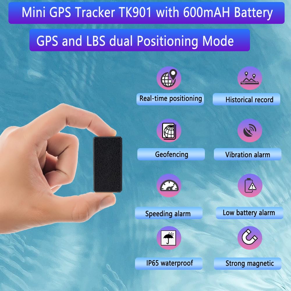 TKMARS GPS Mini Tracker 4G TK901, Klein GPS Finder mit Magnet Echtzeit Versteckt Ortungsgerät Aufladbar, APP & Web ohne ABO, Mini Peilsender für Kind, Koffer, Fahrzeug, KFZ, Auto