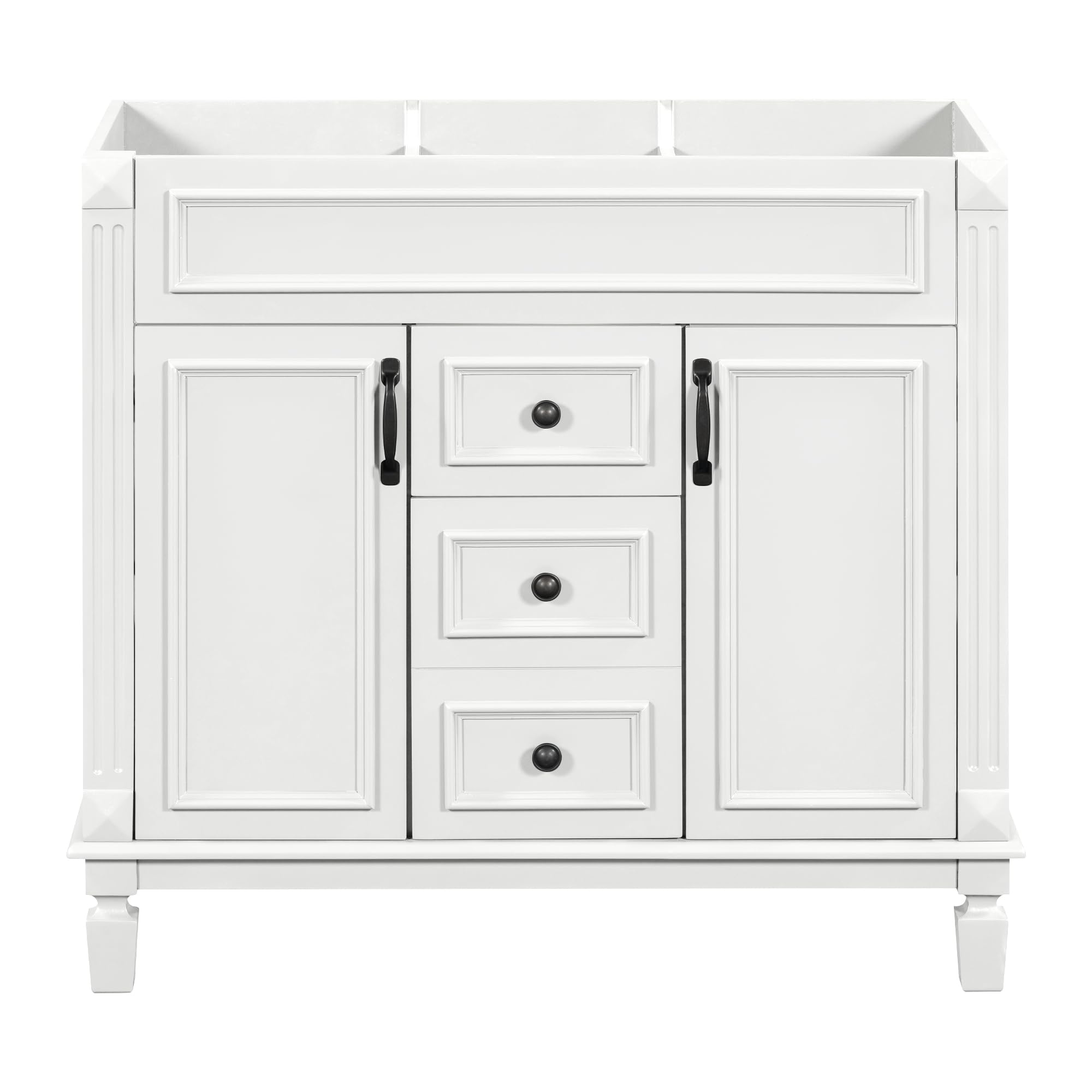 Favfurish 36" Bathroom Vanity Without Top Sink,Modern Freestanding Bath Storage Cabinet with 2 Soft-Close Doors and 2 Drawers,Solid Wood Vanity Only,Water Resistant,Easy to Assemble,White