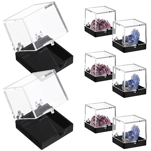 Miniatura 2 de Cabilock Caja de exhibición mineral de 3.5 pulgadas de acrílico transparente para muestras de roca para almacenamiento de cristal y colección, funda