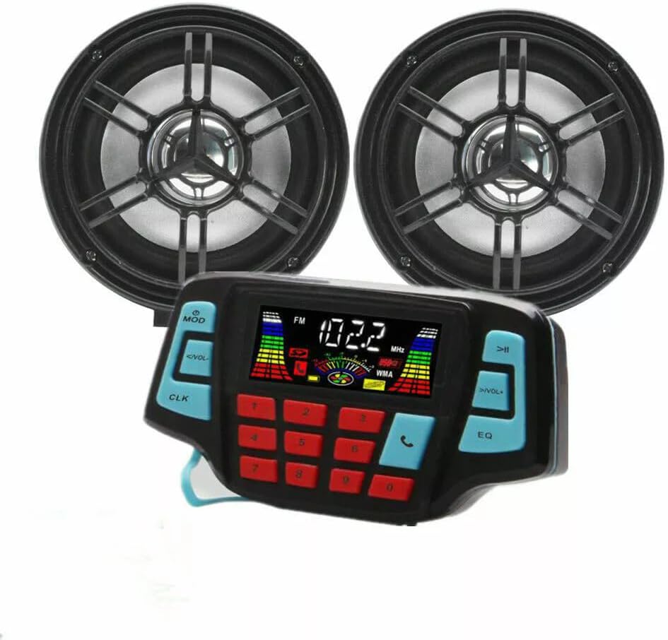 Beyondcity ATV Bluetooth Amplifier Sound System Hand-Free Speakers FM USB Audio System Stereo 3 Inch Speakers 12V Motorcycle Waterproof Audio for iPhone/iPod/MP3 (Black Speaker)