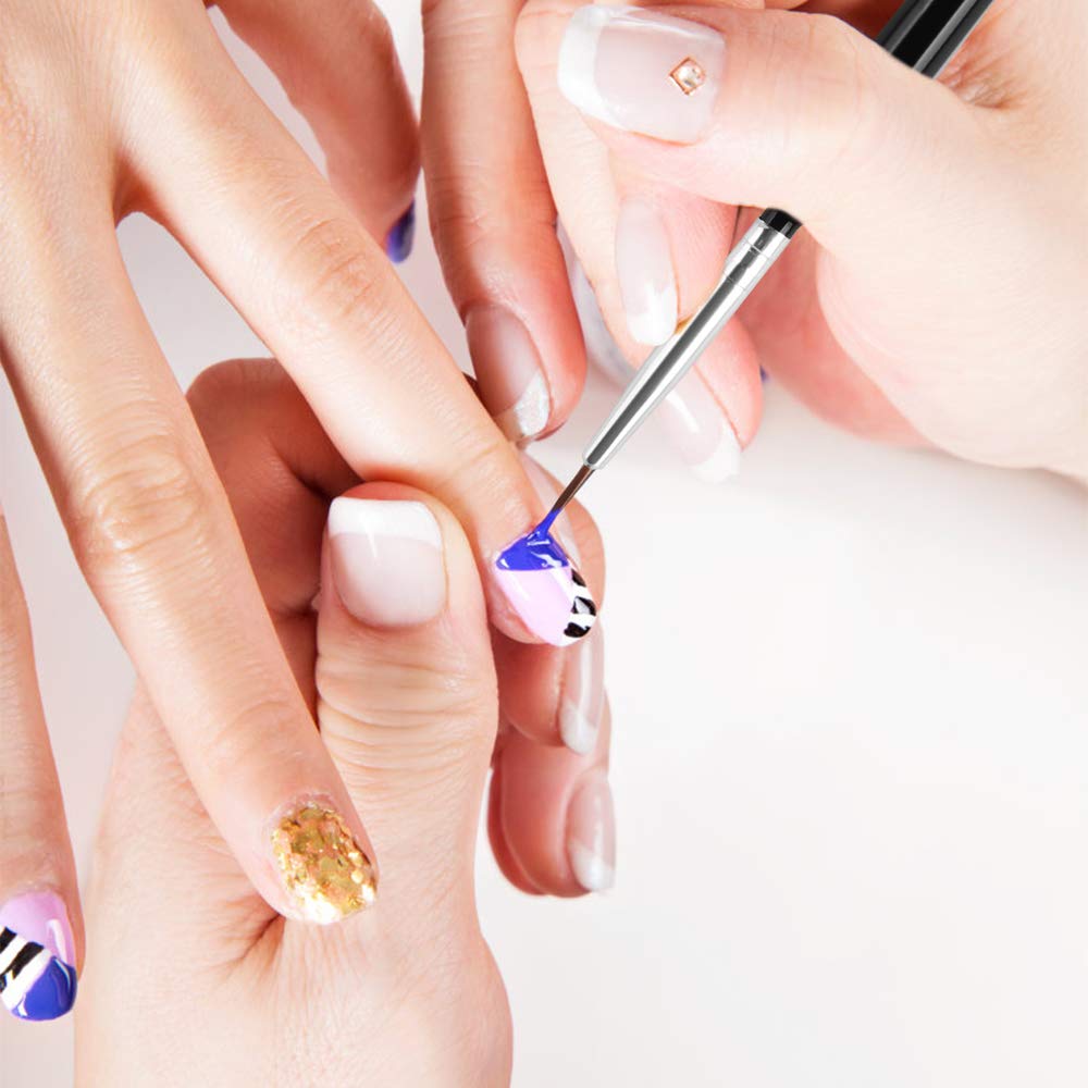 Dadabig 12 Pezzi Set di Pennelli per Nail Art Professionali Miniatura Pennelli Acquerello per Nail Arte Penna a gancio per unghie,3 dimensioni(S M L)