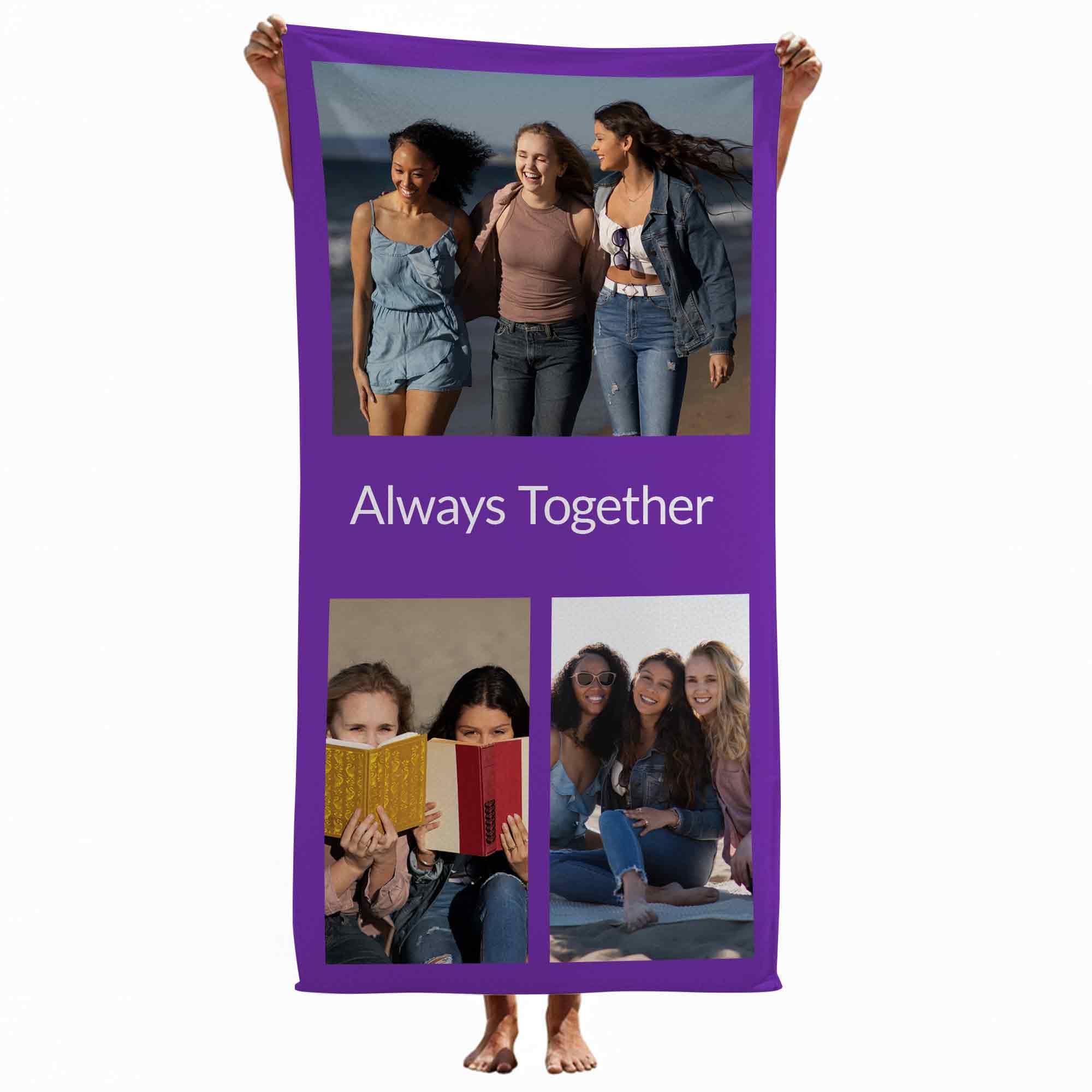Print Maniacs Personalised Picture Towel with Custom Text Microfibre Beach Towel Photo Collage Gift Large Quick Dry Lightweight Travel Towel for Holiday Pool Gym Spa
