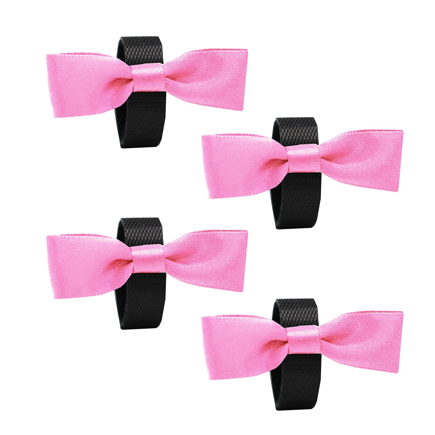 Equetech Red Horse Bridle Warning Ribbons, Set of 4, Competition Bow Ribbons with Black Straps (Pink)