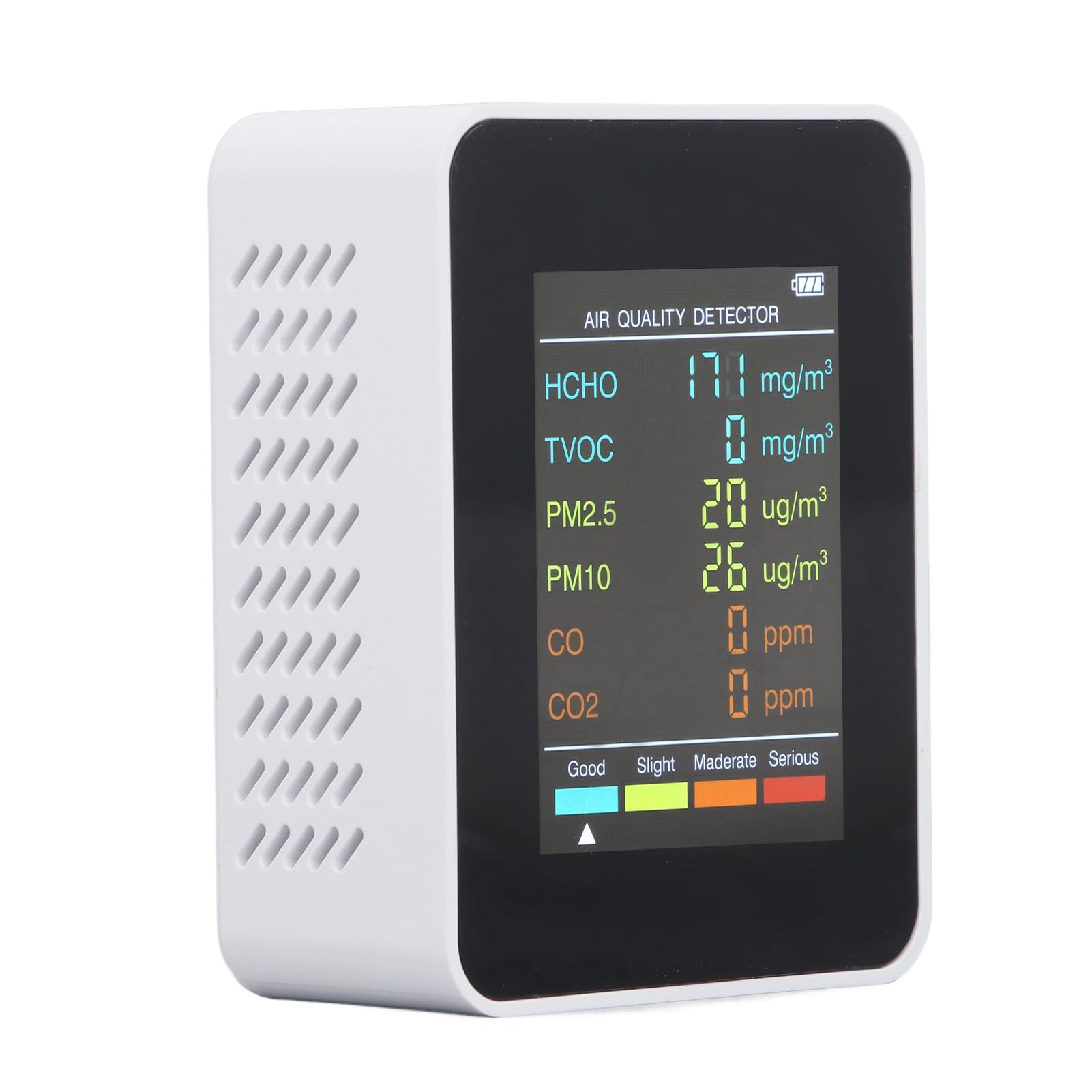 CO2 TVOC HCHO PM2.5 PM10 Detektor ekranu LCD do precyzyjnej kontroli, ładowanie USB dla jakości powietrza wewnętrznego, odporny na zużycie materiał absessowy