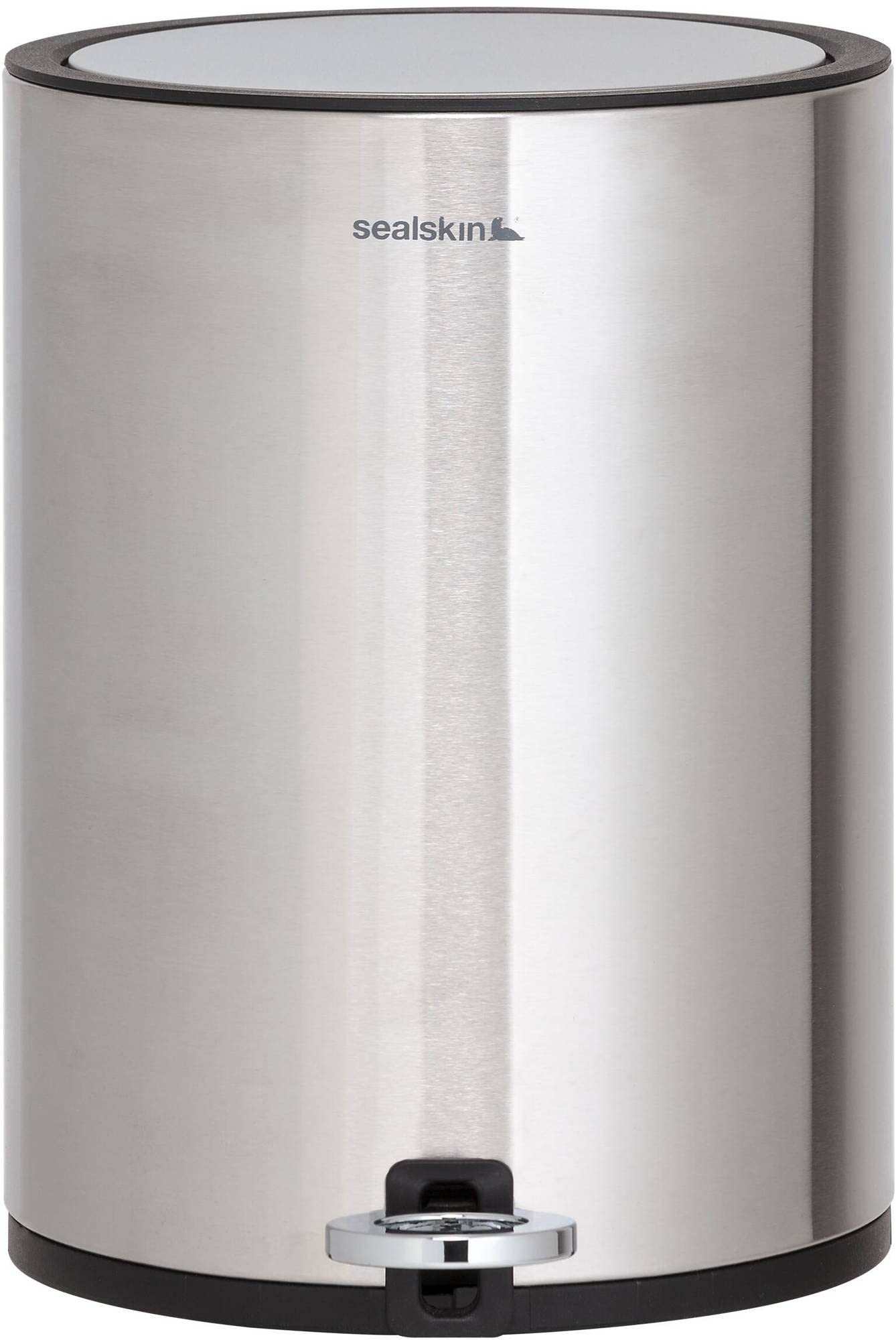 Sealskin Kosmetikeimer Industrial, Abfalleimer mit Soft-Close-Funktion, Treteimer aus gebürstetem Edelstahl, Edelstahllook