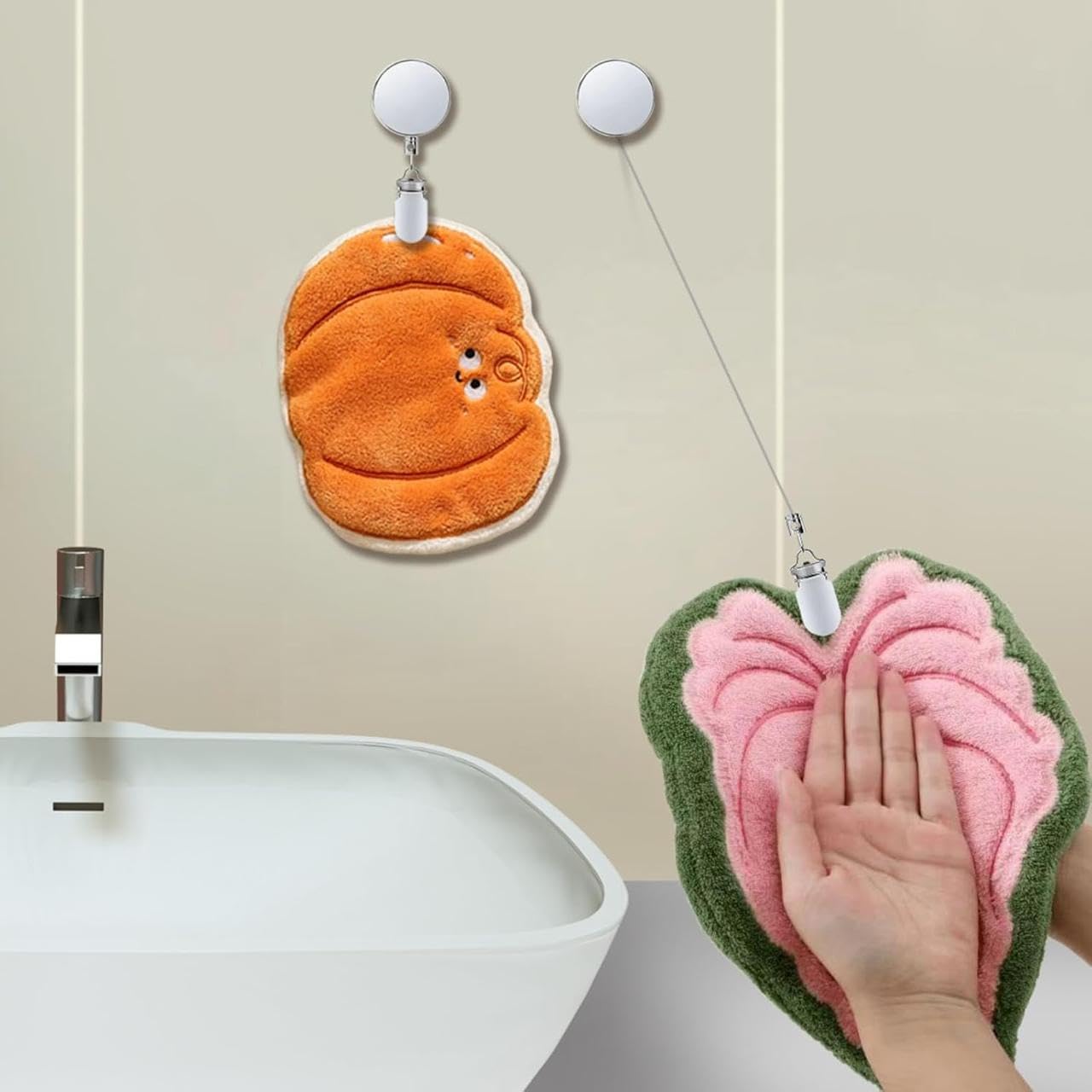 Retractable Towel Clip - Stainless Steel Wall Mount -7