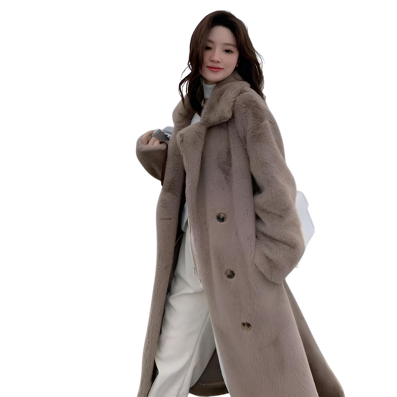 [Bebemax] ファーコート レディース 毛皮 ロング フェイクファー ミンクベルベット裏起毛 ロング丈 厚手暖かい ふわふわ ゆったり 柔らかくて快適防寒 防風性 秋冬服 ボアブルゾン ドロップショルダーゆったり 大きいサイズ 通勤通学