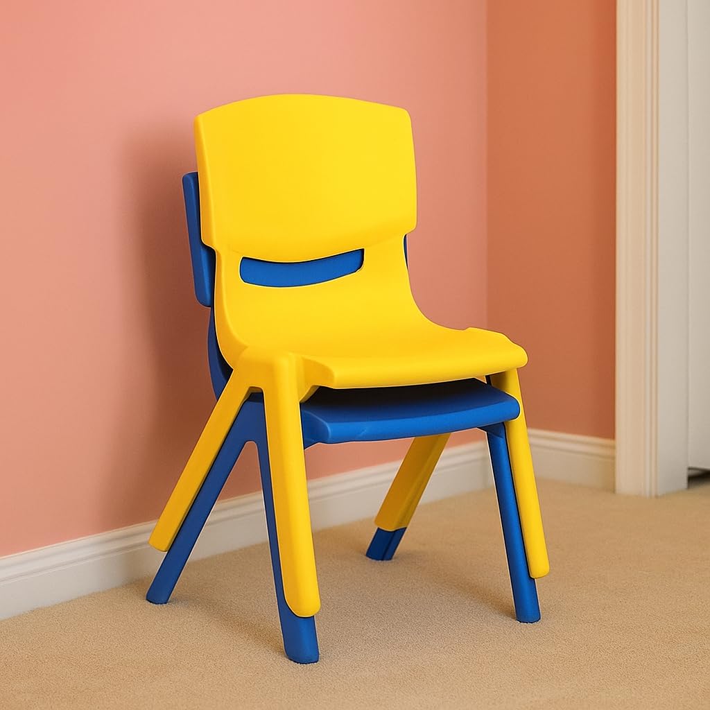 eHomeKart Baby Plastic Kids Chair Set - L33 X B31 X H51 Cm (2 Chairs) - Two- Colour of The Chairs May Vary, Multicolor