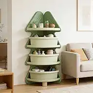 4-Tier Corner Bookshelf, Tree-Shaped Storage Organizer for Books & Toys, Space-Saving Freestanding Bookcase for Living Room, Bedroom, Office, Easy Assembly, Green