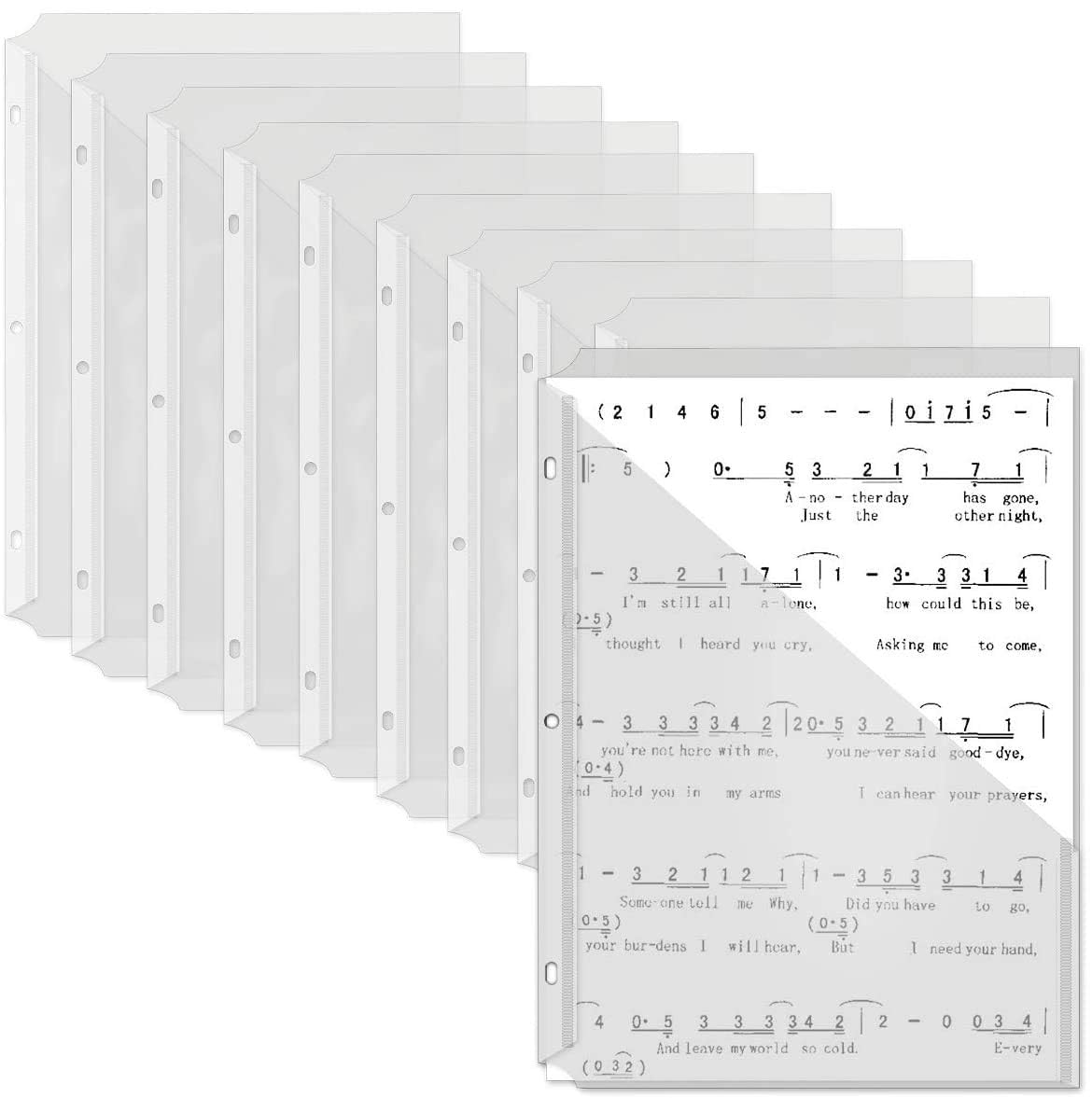 OEBSR 30Pack 3 Hole Punch Clear Plastic Document Folders,Organized Up Poly Translucent Slash Slash File Jacket US Letter/ A4 Size 18C(1.8mm),L-Tape Transparent Document Folders Copy Safe Pockets