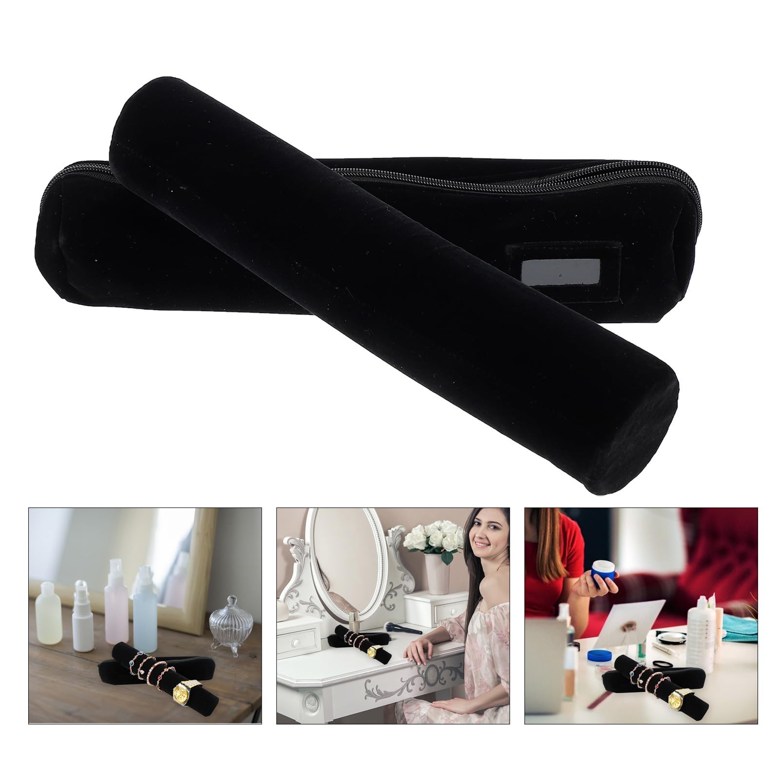 Alipis Rollo de Joyas Negro de Tela Ligera y Cómodo para Pulseras y Relojes, Estuche Portátil Adecuado para Viajes y Tiendas de Joyería Diseño Delicado y Elegante