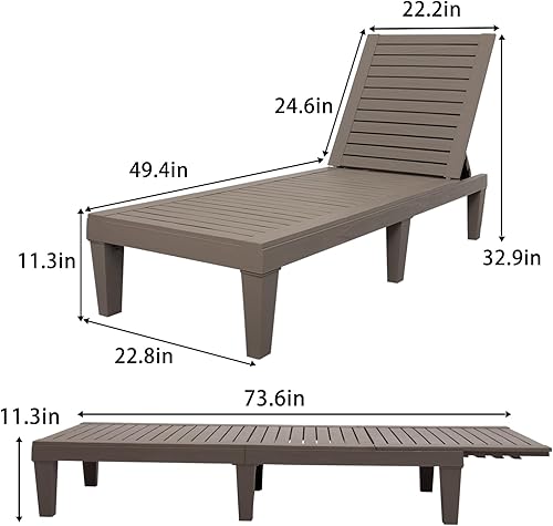 Miniatura 3 de Outraveler Tumbona al aire libre para piscina, banco de patio, tumbona impermeable, gris