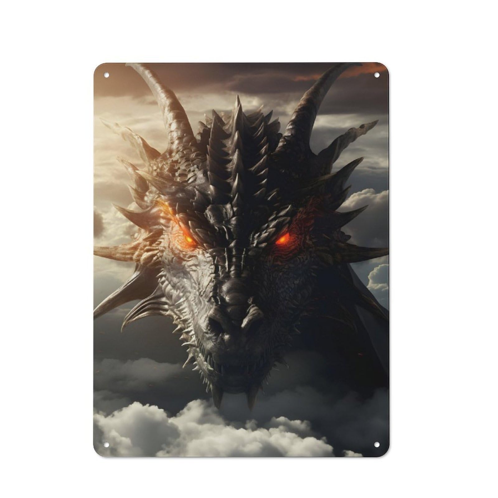 Junmoney Cloud Crowned Dragon God For Garden Room Or Summerhouse, Vintage Tin Sign 40X30cm, A Metal Wall Feature For Garden Rooms And Summerhouses