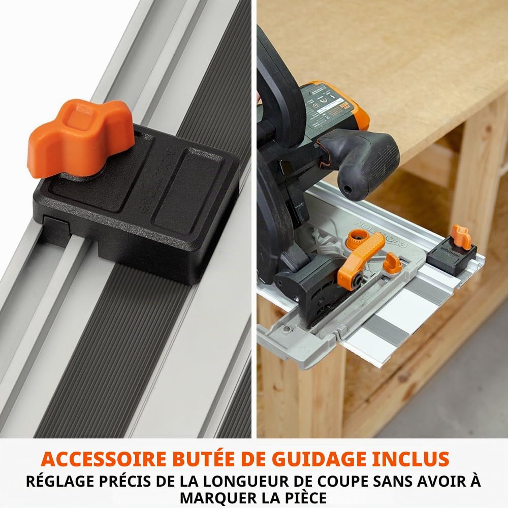 Evolution Power Tools ST1400-G2 Circular Saw Guide Rail, Universal for Most Makita, Bosch, Festool, 1.4 m (2 x 700 mm) | Stop Accessory Included