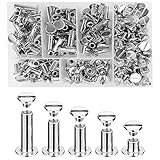 Gioipc 100 Pieces Silvery Chicago Screws Round Cross Head Stud Metal Screw Posts Nail Rivet Chicago...