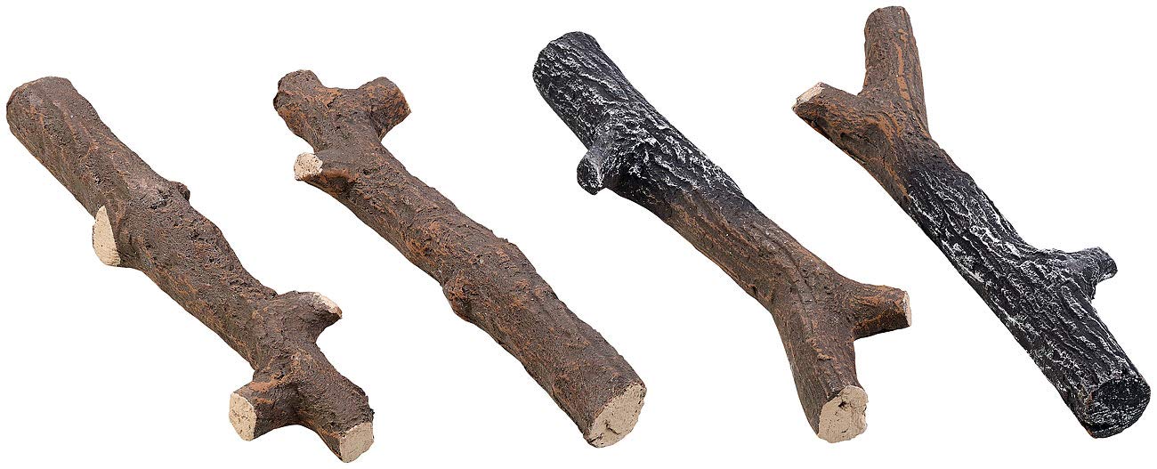 Carlo Milano Chimeneas de Gel y etanol - leño cerámica: Set de 4 Ramas Decorativas para Estufas de bioetanol, cerámica Resistente al Calor (leña para Fuego Directo, decoración Madera Chimenea)