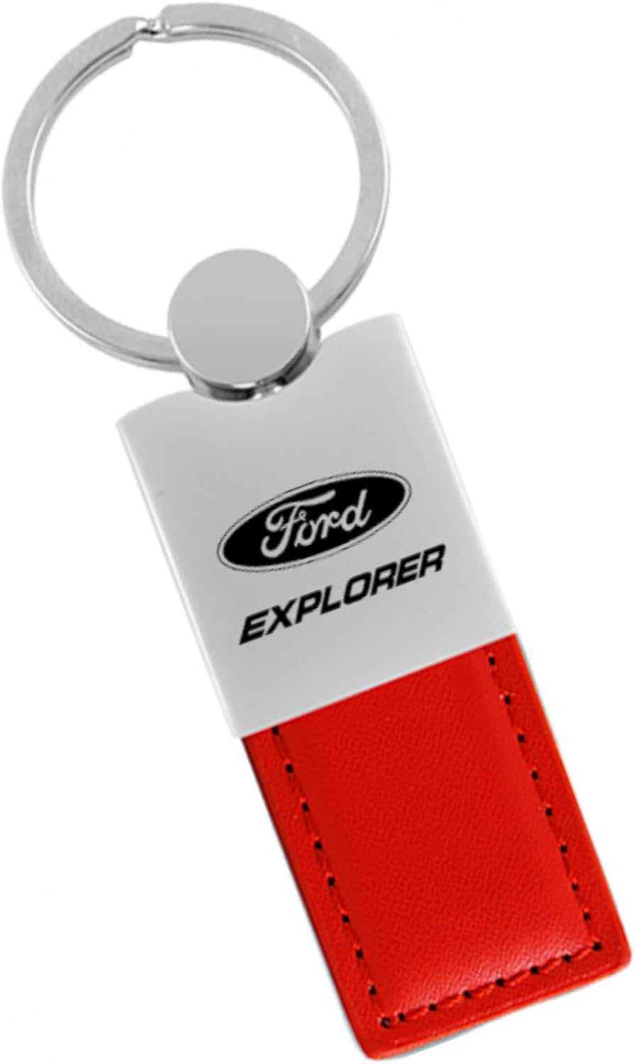 AU-TOMOTIVE GOLD, INC. Officially Licensed Red Duo Leather/Chrome Key Fob for Ford Explorer
