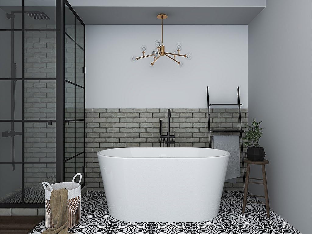 Vente-unique-BaÒera exenta ovalada - 180 L - 130 x 71 x 58 cm - Blanco - AcrÌlico - APOGON