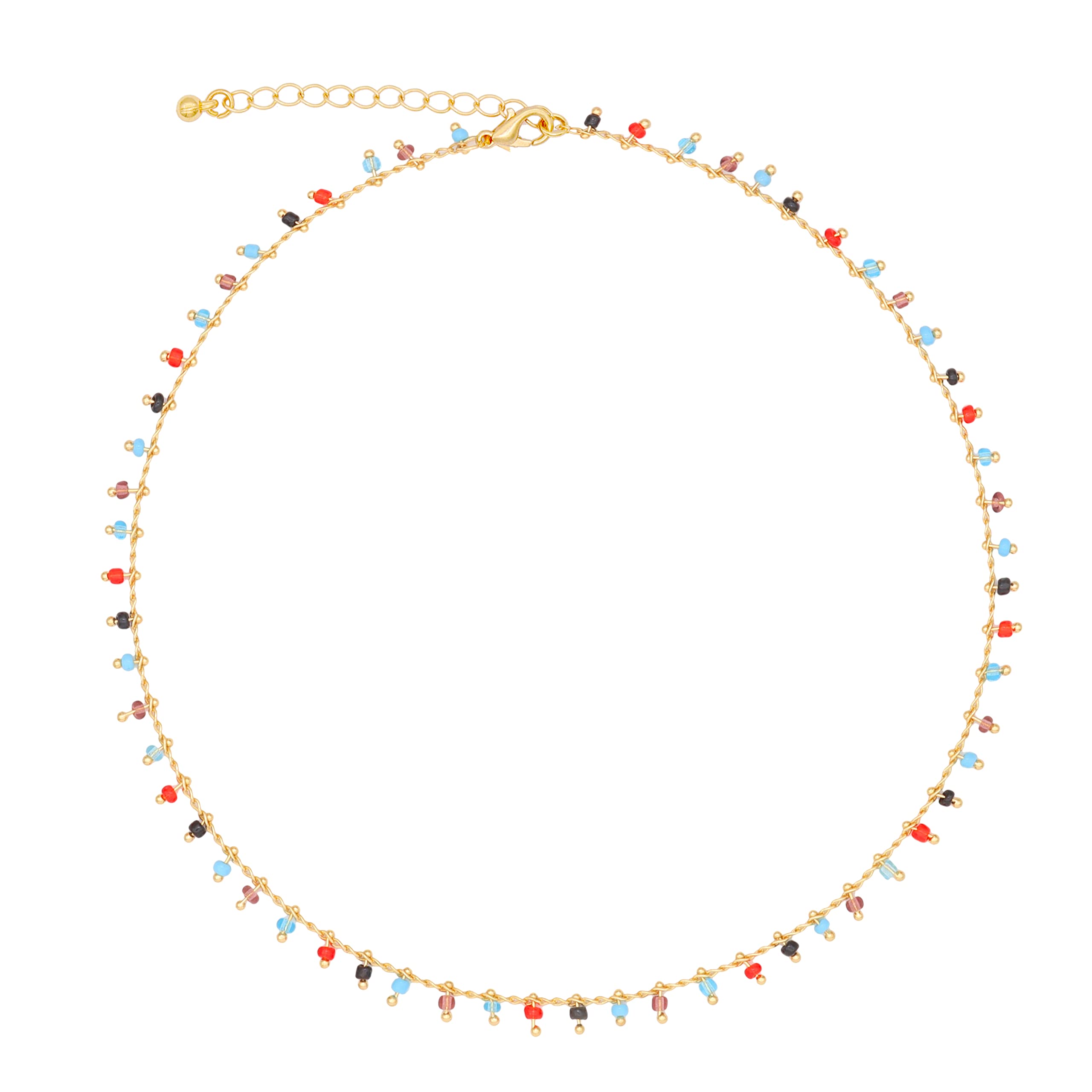 FUTIMELY Bohemia Green Beaded Beads Choker Necklace for Women,Simple Fresh Green Beaded Square Round Bead Choker Necklace