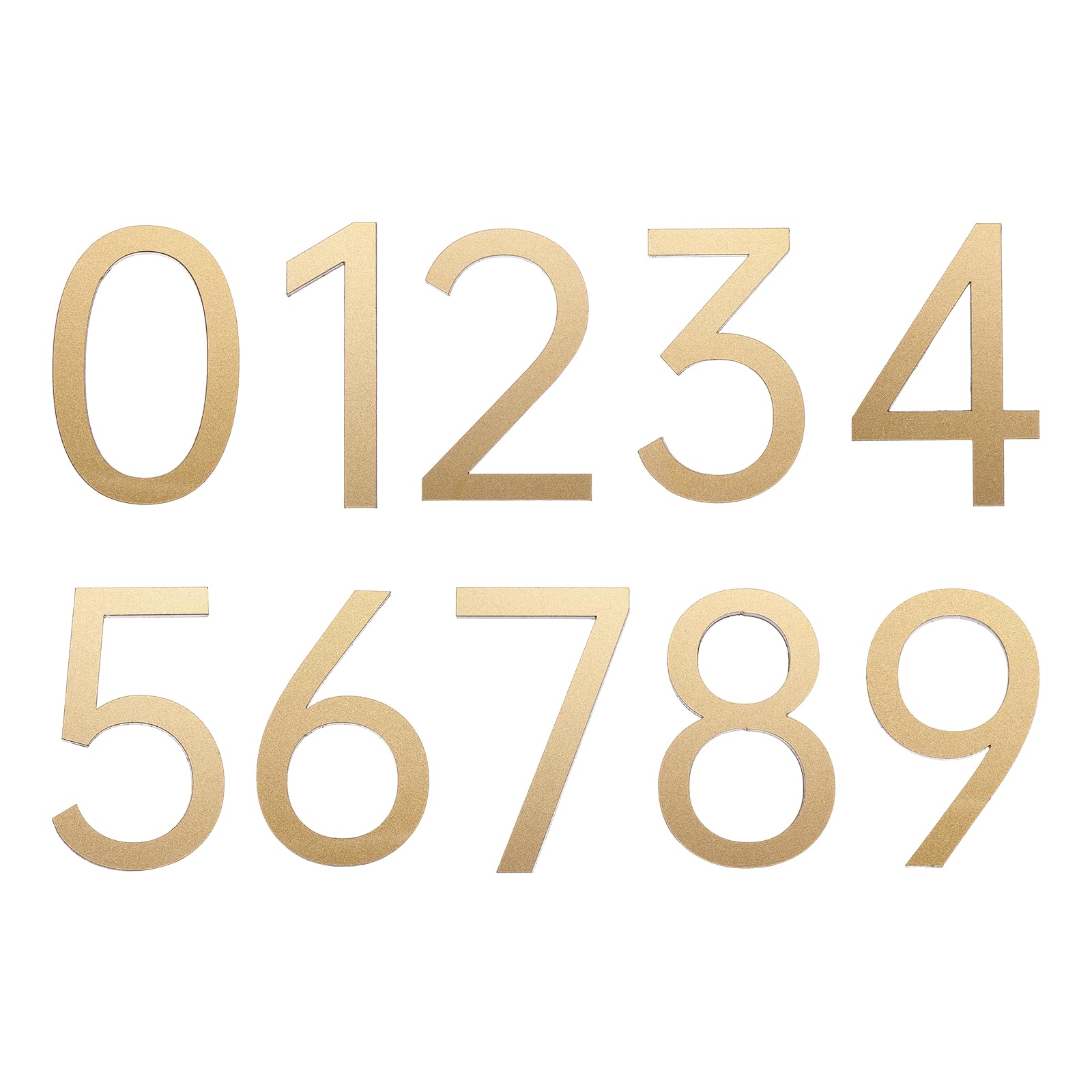 sourcing map 10Pcs 2.7 Inch House Numbers 0-9, Acrylic Self-adhesive Mailbox Door Stickers, Outdoor Address Signs for Office Hotel Apartments, Garden, Matte Bronze Gold