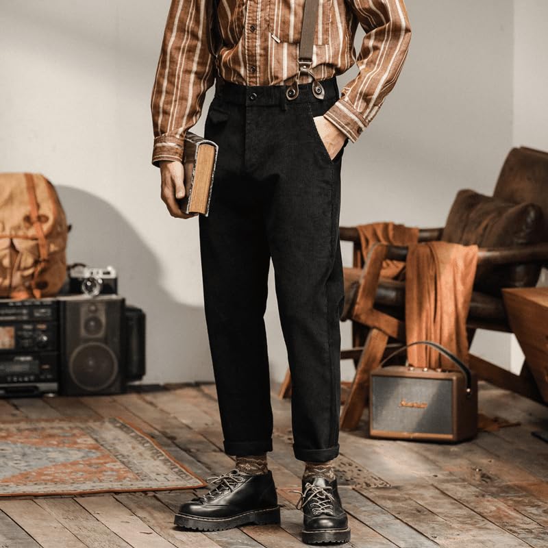 Men's American Corduroy Suspenders Pants Straight-Leg Corduroy Suspenders Pants Autumn Winter4