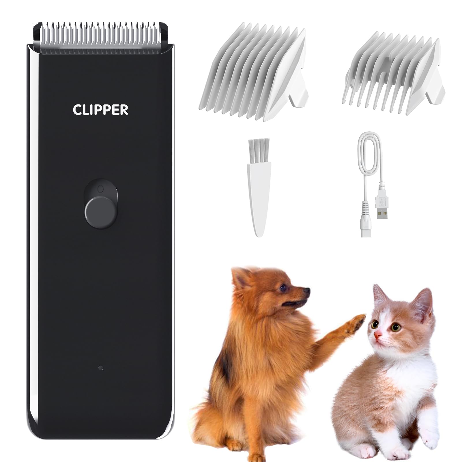 Maquina Cortar Pelo Perros Profesional Cortapelo Gato Silencioso con Cuchilla de Cerámica, Maquina Mascotas Eléctrico, IPX7 Impermeable (Negro)