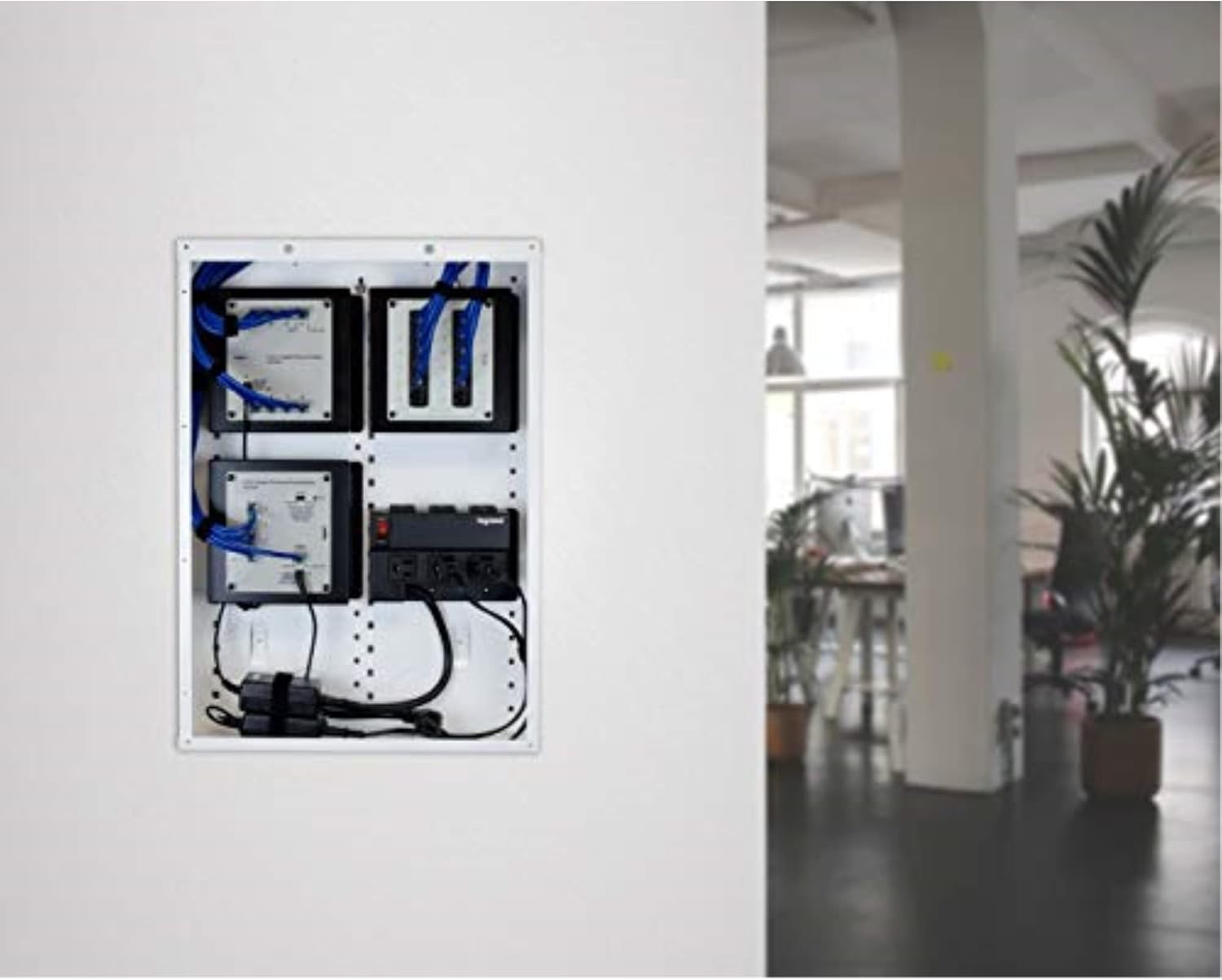 Legrand - OnQ 8 Port Cat 5e Network Interface Module, RJ45 Network Switch, High-Density Mini Patch Panel, Keystone Ports Labeled 1 Through 12, Grey, AC1014