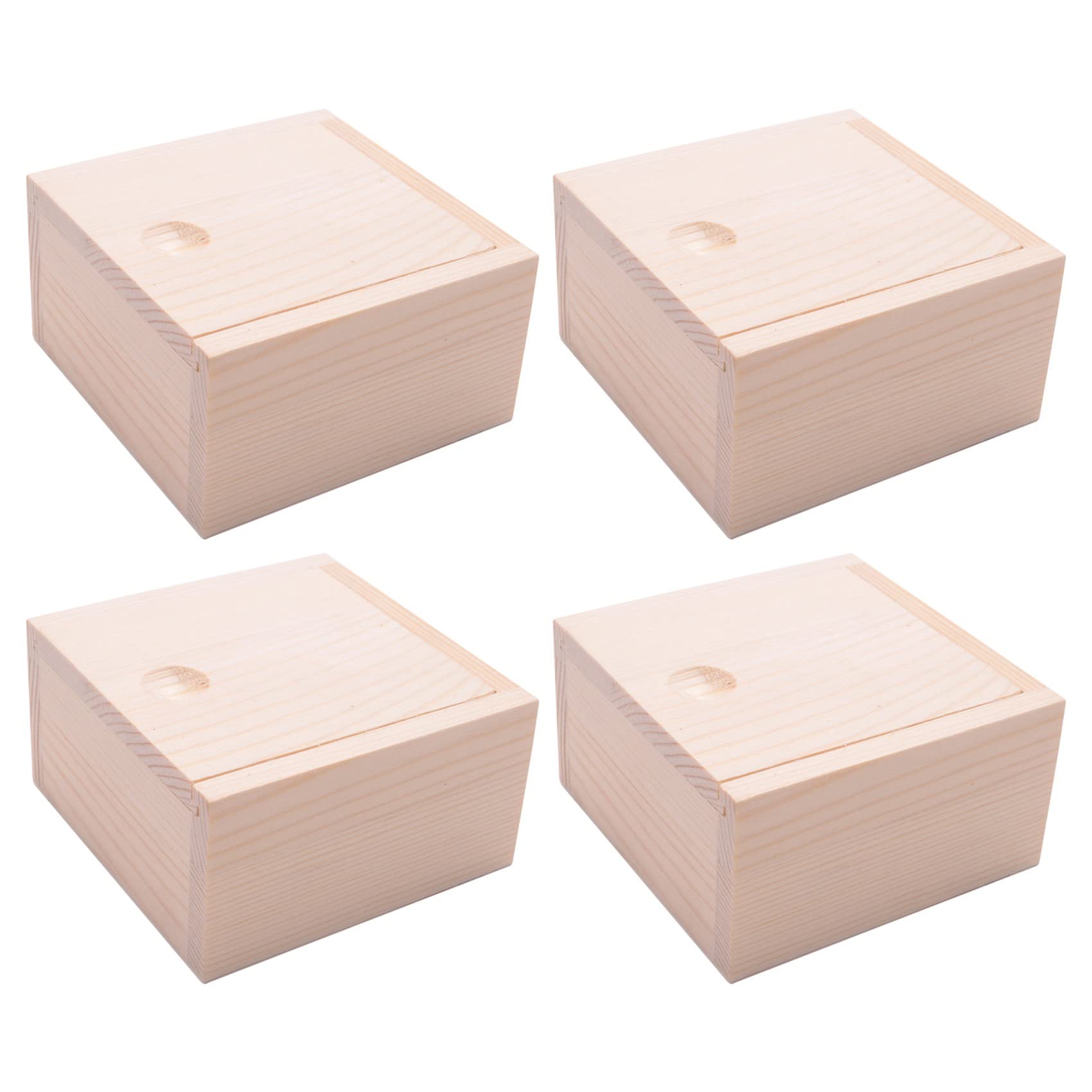 Hndhbfgrt 4X Small Plain Wooden Storage Box Case for Jewellery Small Gadgets Gift Wood Color