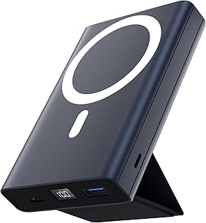 LULULOOK Magnetic Wireless Portable Charger, Foldable 10000mAh Mag-Safe Power Bank, 22.5W PD Fast Charging Battery Packs with USB-C Cable LED Display for iPhone 15/14/13/12/Pro/Mini/Pro Max (Blue)