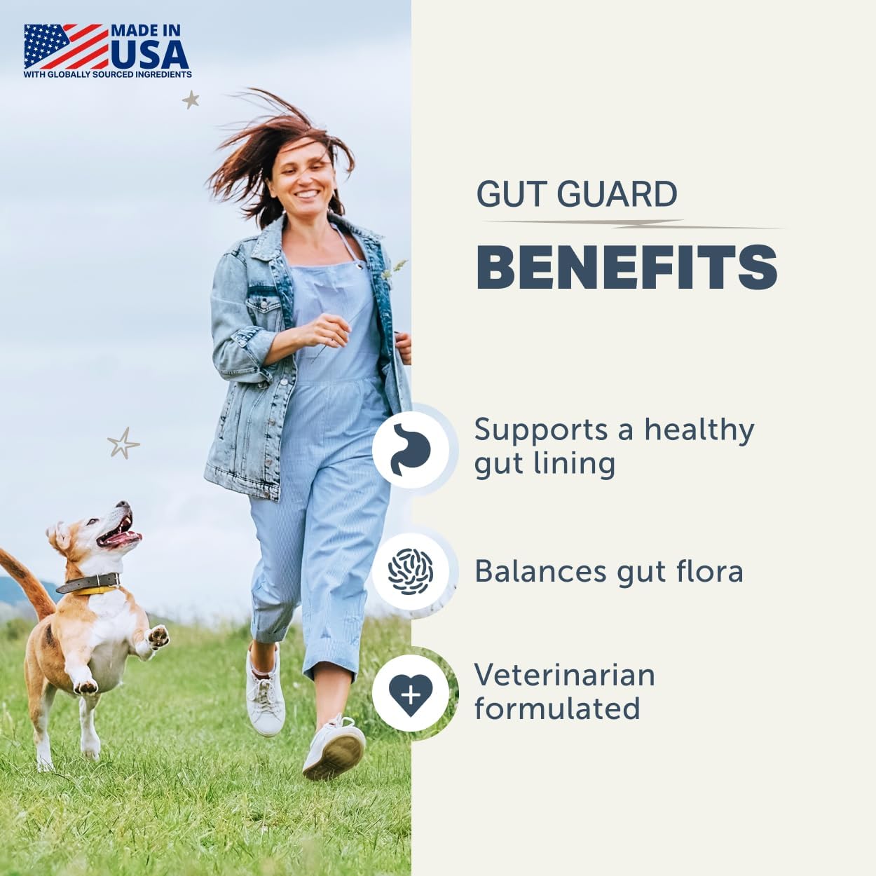 Four Leaf Rover Gut Guard - Dog Probiotics, Prebiotics, and Organic Herbs for Gut Health and Immune Support - Veterinarian Formulated - 30 Day Large Dog Supply