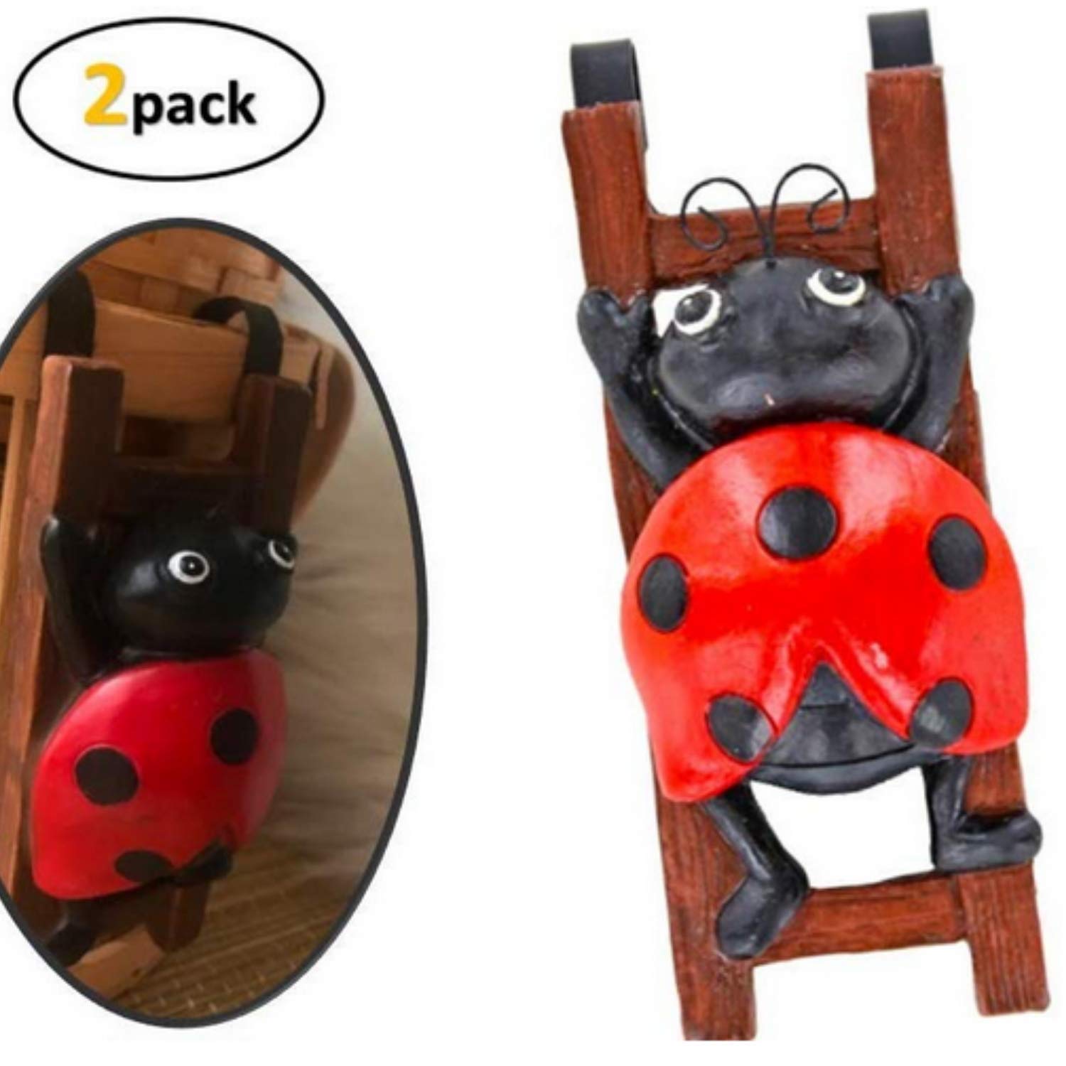 Flower Pot - Hugger Figurine - Ladybug (2 Pcs) Garden Decor - Get All The Fun Collections of Pot Pal Climbers - Yard Decor - Hanging Planter Decorations - Patio Decor