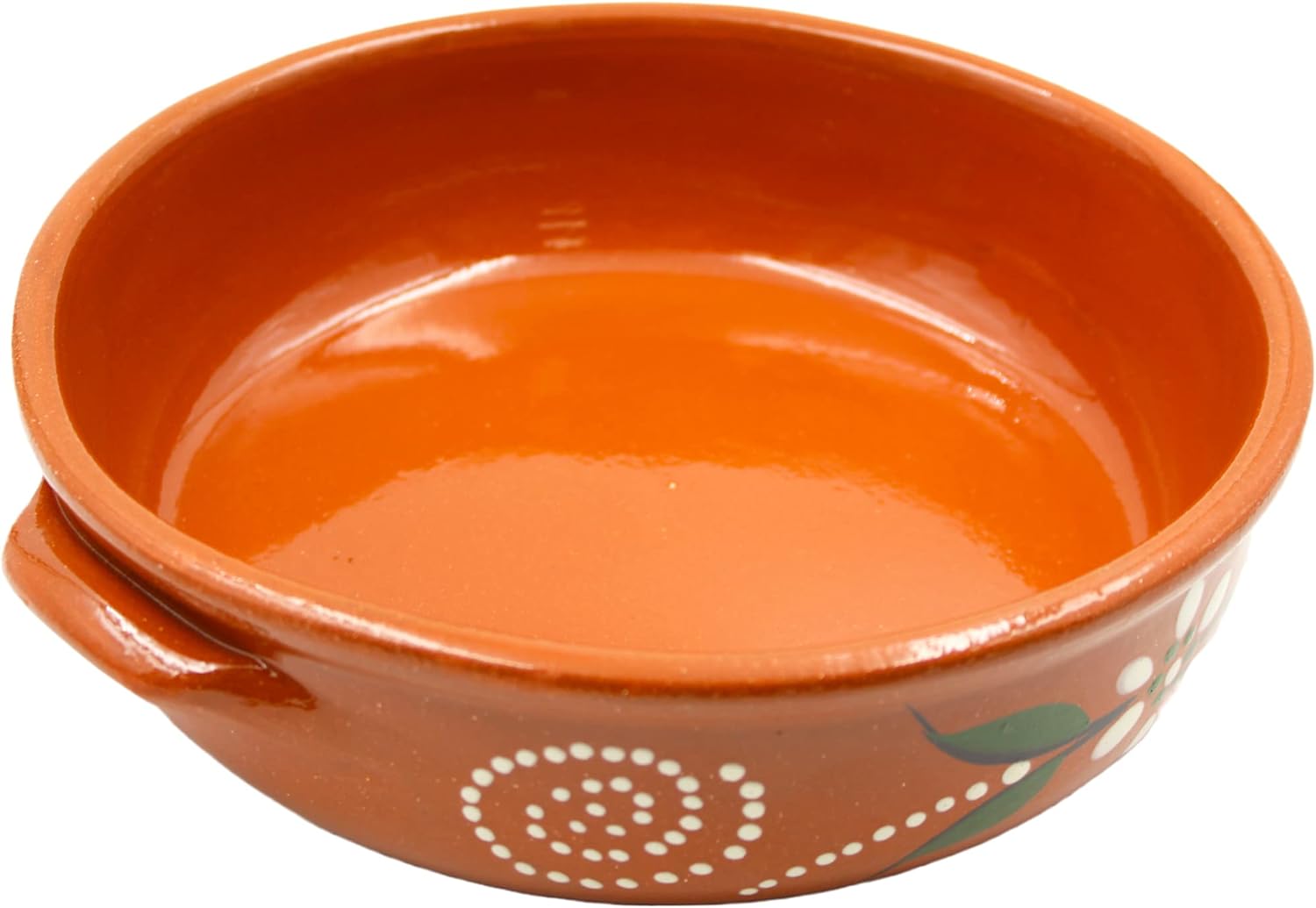 Hand-Painted Traditional Portuguese Terracotta Cazuela Cooking Pot Roaster - Made in Portugal (12.5" x 12.25 x 3")