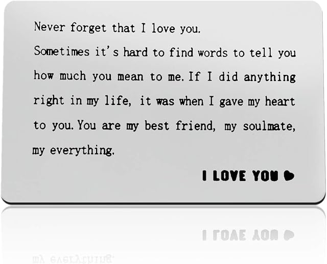 Anniversary Card Gifts for Boyfriend Husband Engraved Wallet Card for Him Valentines Day Gifts Christmas Birthday Gifts I Love You Gifts for Him Fiance