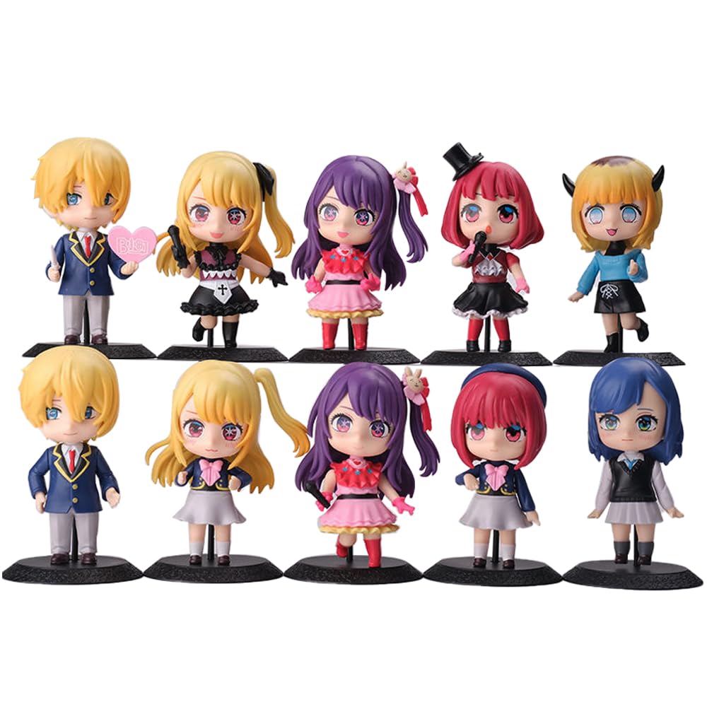 10PCS Oshi no Ko Figure Hoshino Ai Cake Topper Arima Kana Figure Model Statue, Q Ver Anime Action Figure Desktop Decoration Collectible