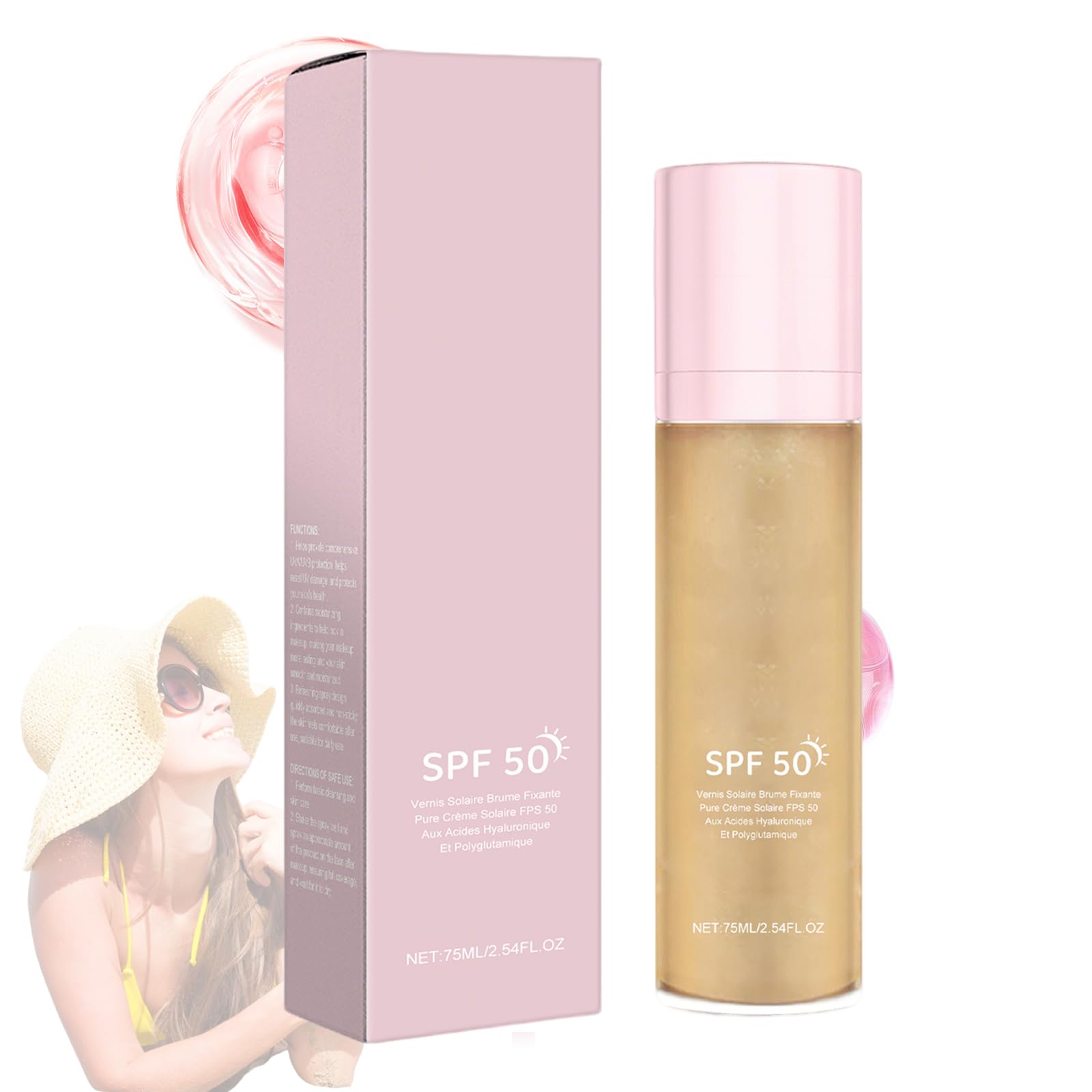 Earia Sheer Setting Mist Sunscreen SPF 50 Shimmer Body Oil Spray for Face Body Lightweight Non-Greasy Hydrating Makeup-Friendly