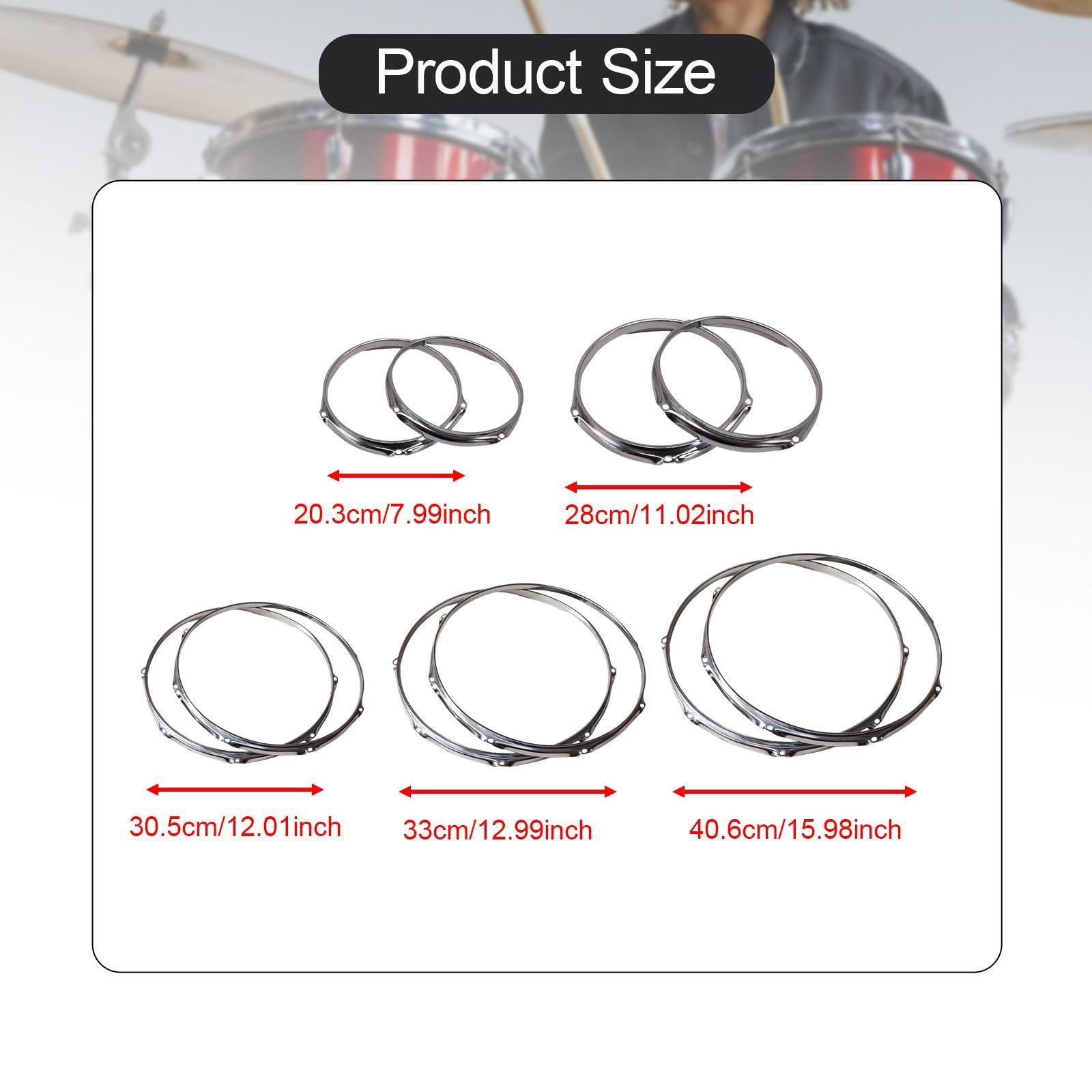 Colaxi Drum Hoops Drum Rims 6 Hole Percussion Instrument Repairing Replacement DIY Professional Snare Drum Batter for Top and Bottom, 16 inch