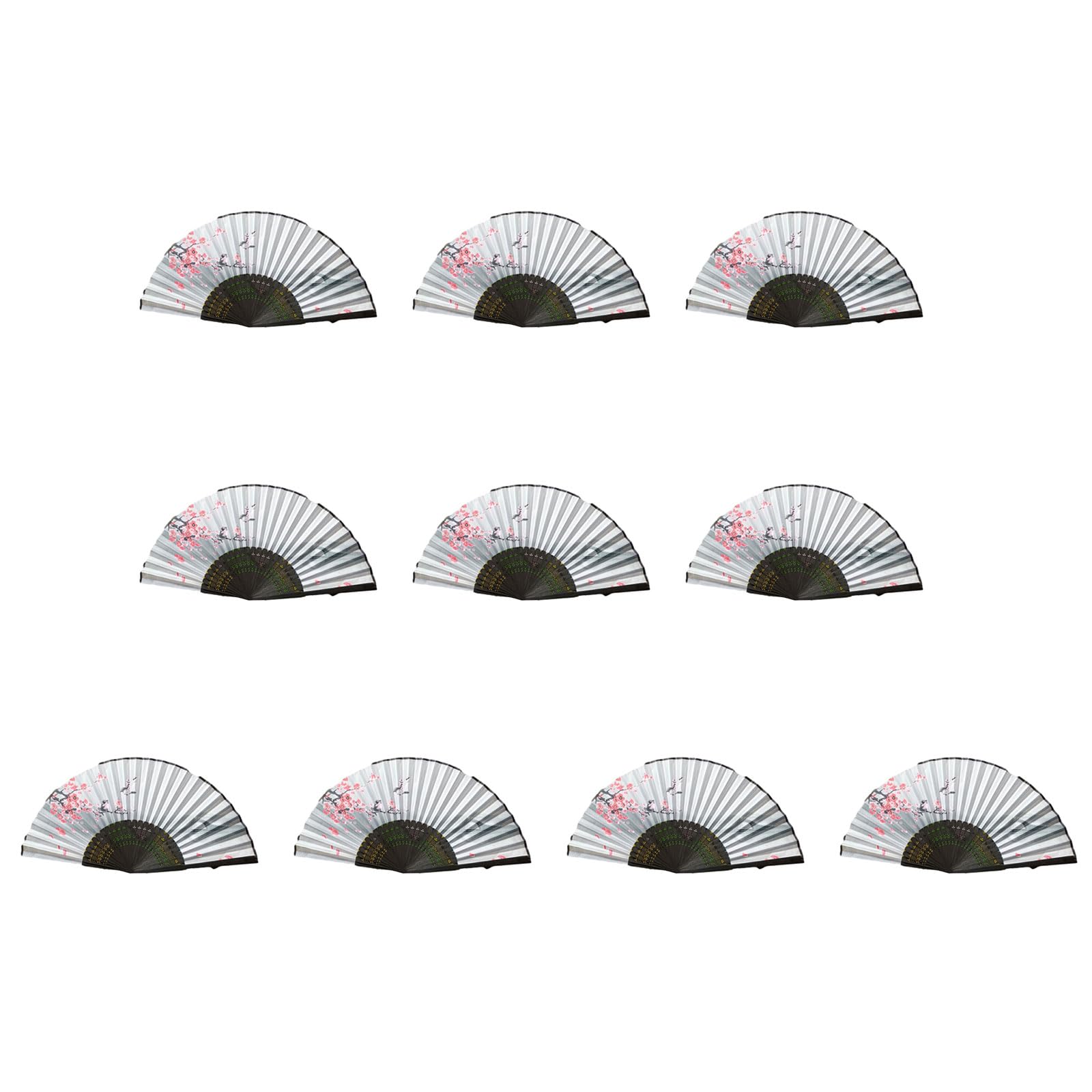 NRVTRE Of 10 Bamboo Fans, Handmade Chinese Folding Fan Performances Fan for Cooling, Decoration, and Collection Cooling