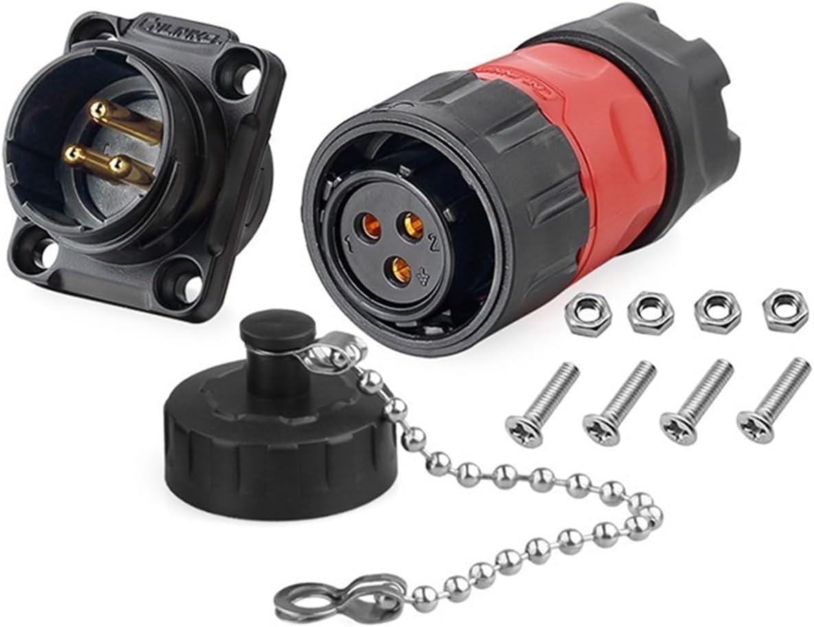 YM20 M20 Aviation 3-pin Wire Contact Power Connector Male and Female Socket for Industrial Safety New Energy(3pin Female Plug Set)