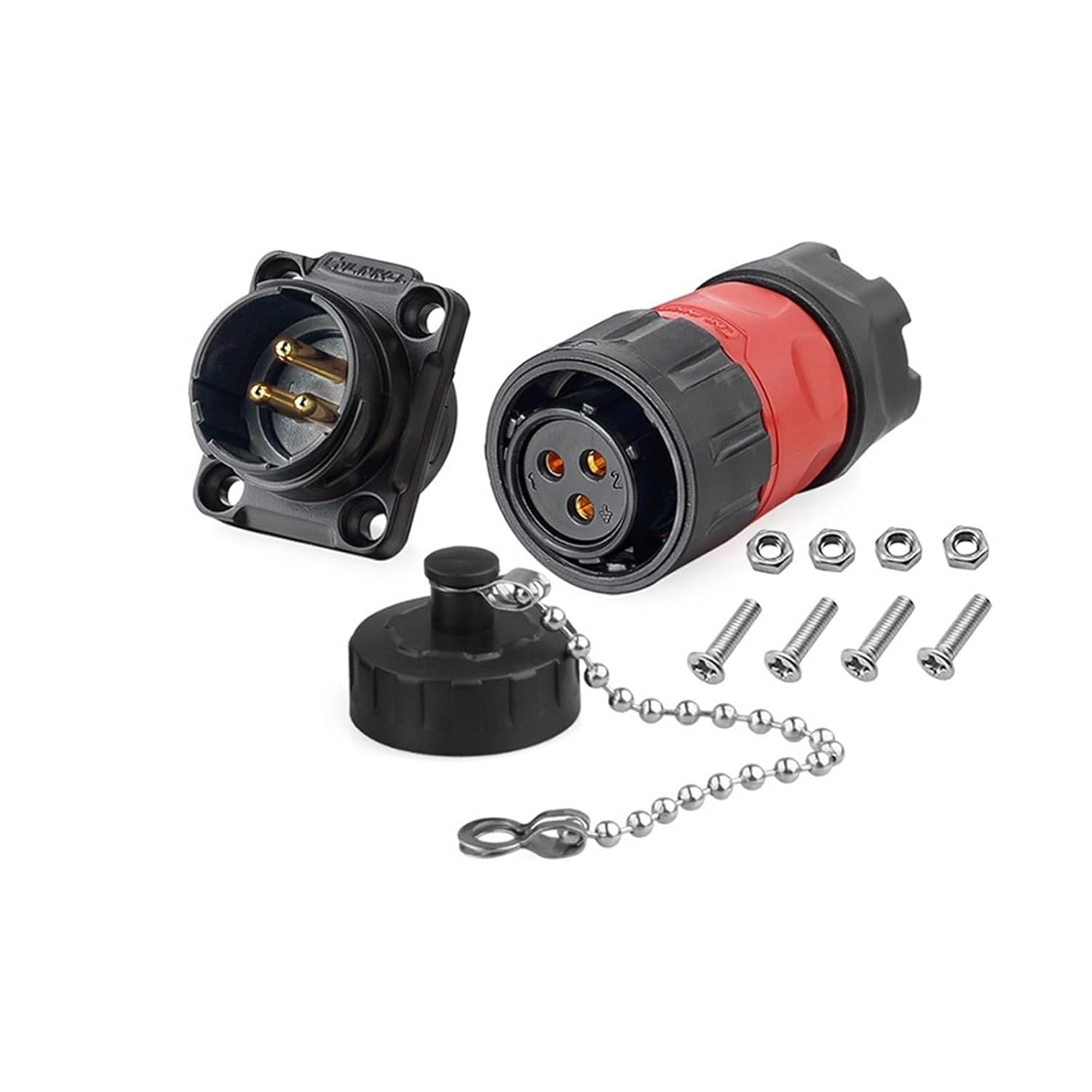 YM20 M20 Aviation 3-pin Wire Contact Power Connector Male and Female Socket Plug for Industrial Safety New Energy(3pin Female Plug Set)