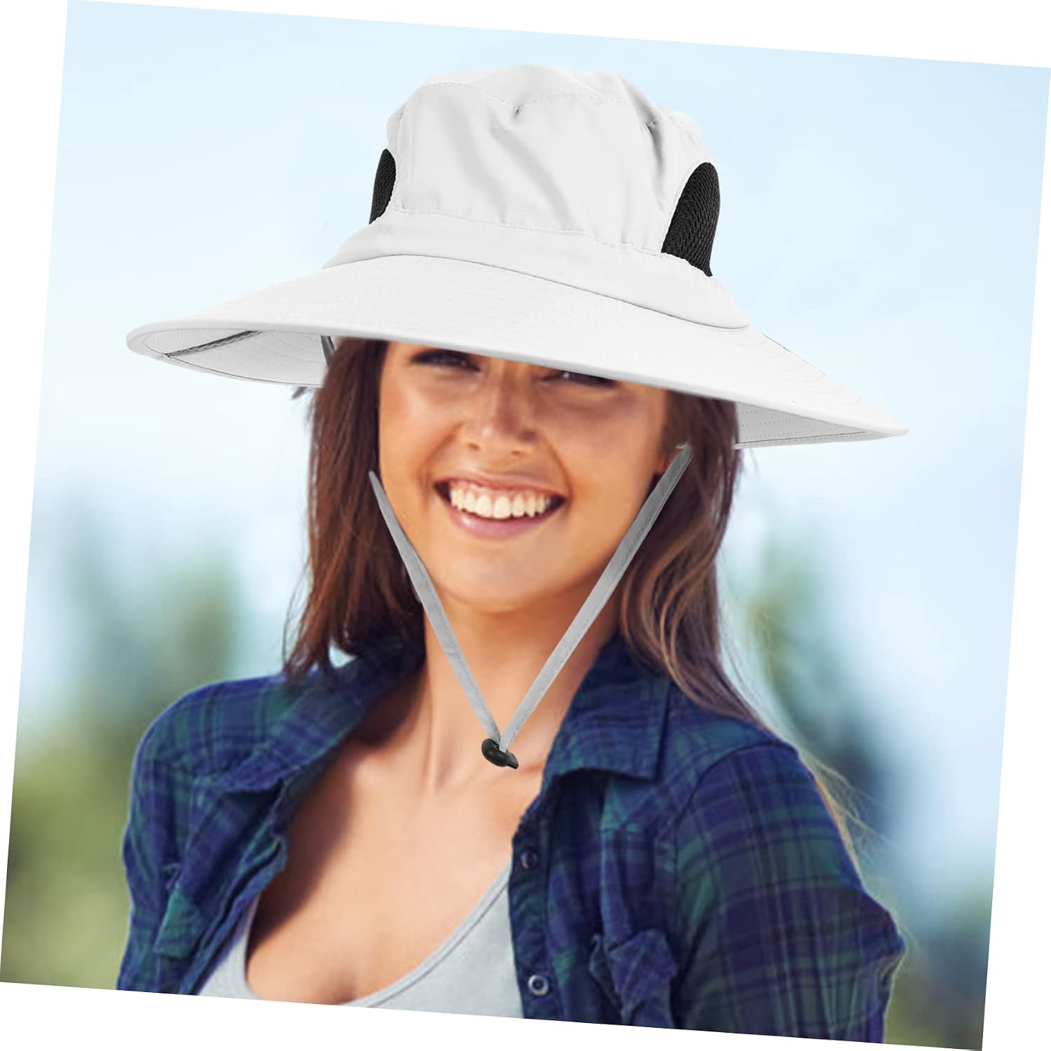 Foldable Straw Sun Hat Uv Protection Women's Hiking Hat Wide Brim Cooling Light Grey