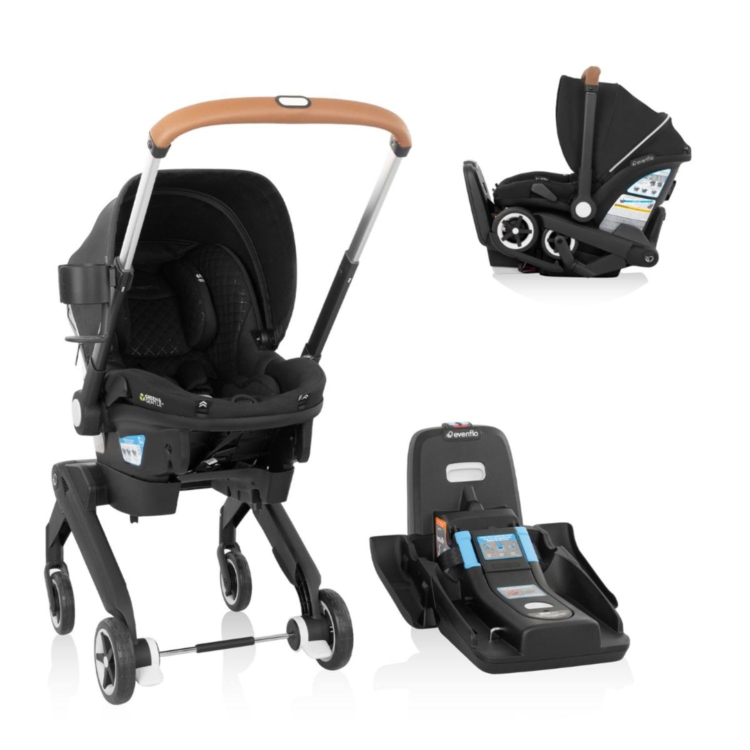 Evenflo Shyft DualRide Infant Car Seat Stroller Combo w Carryall Storage and Green & Gentle Fabric (Jasper)